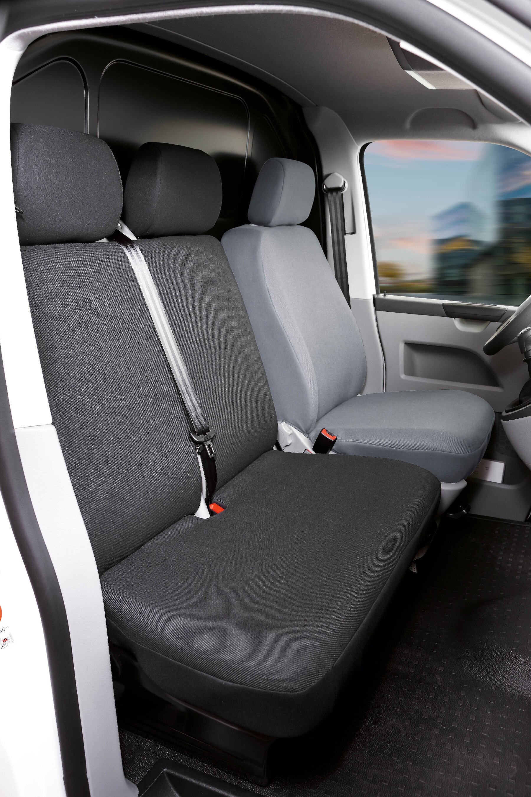 Housse de siège Transporter en tissu pour VW T6, double banquette avant