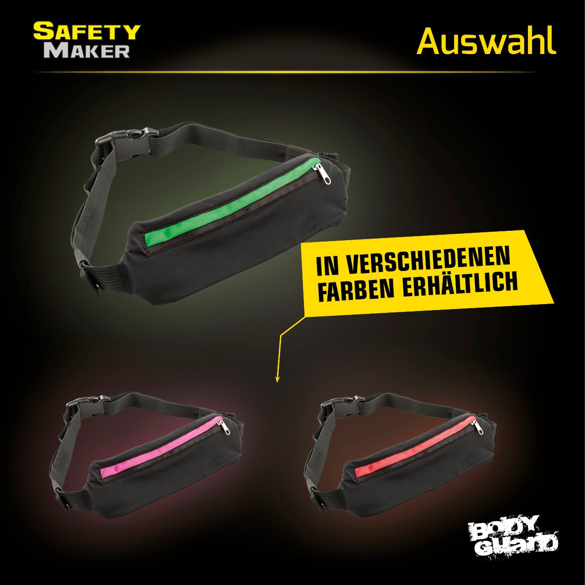 LED Gürteltasche schwarz grün