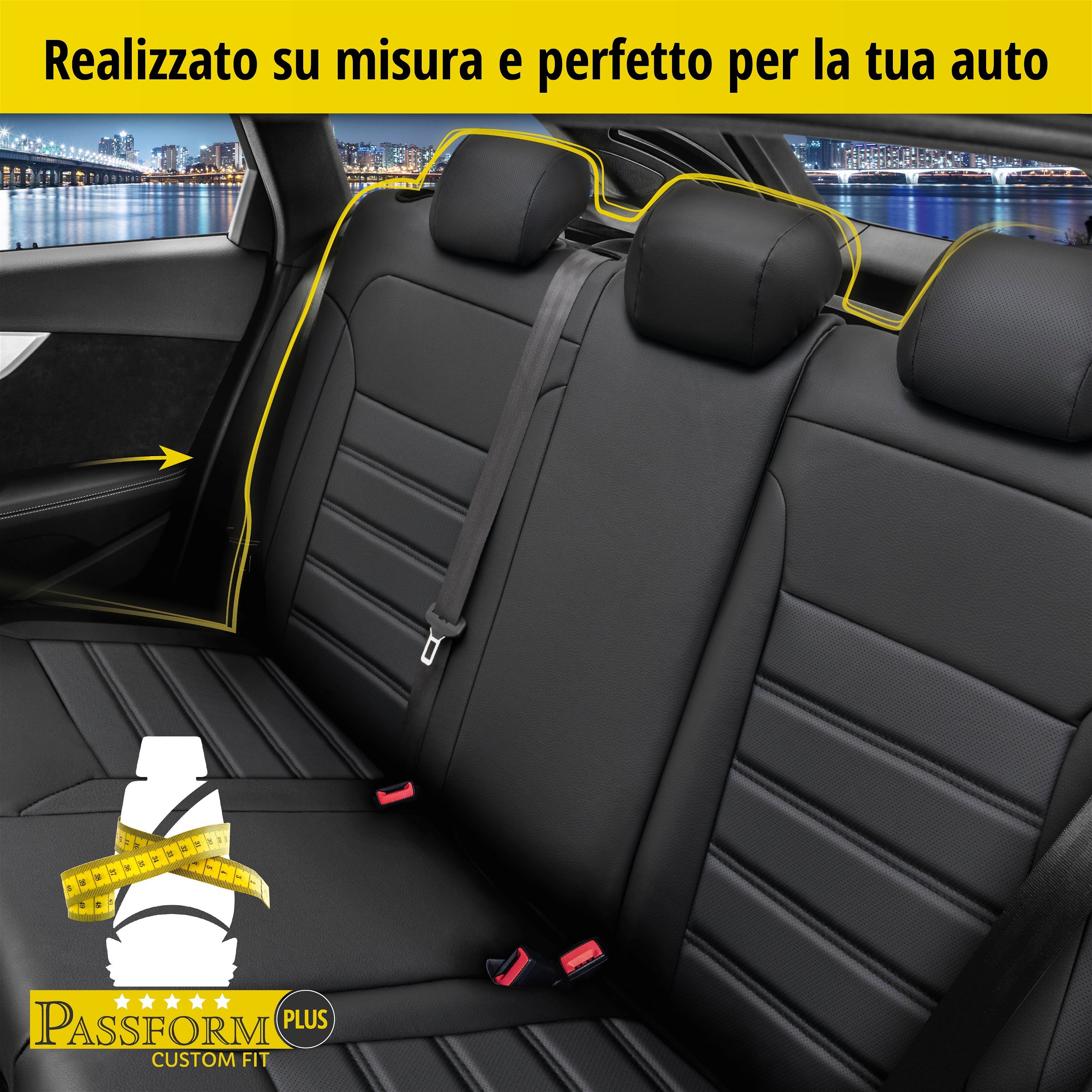 Coprisedili Robusto per Ford C-MAX II DXA/CB7/CEU 04/2010-Oggi, 1 coprisedili posteriore per sedili normali Trendline