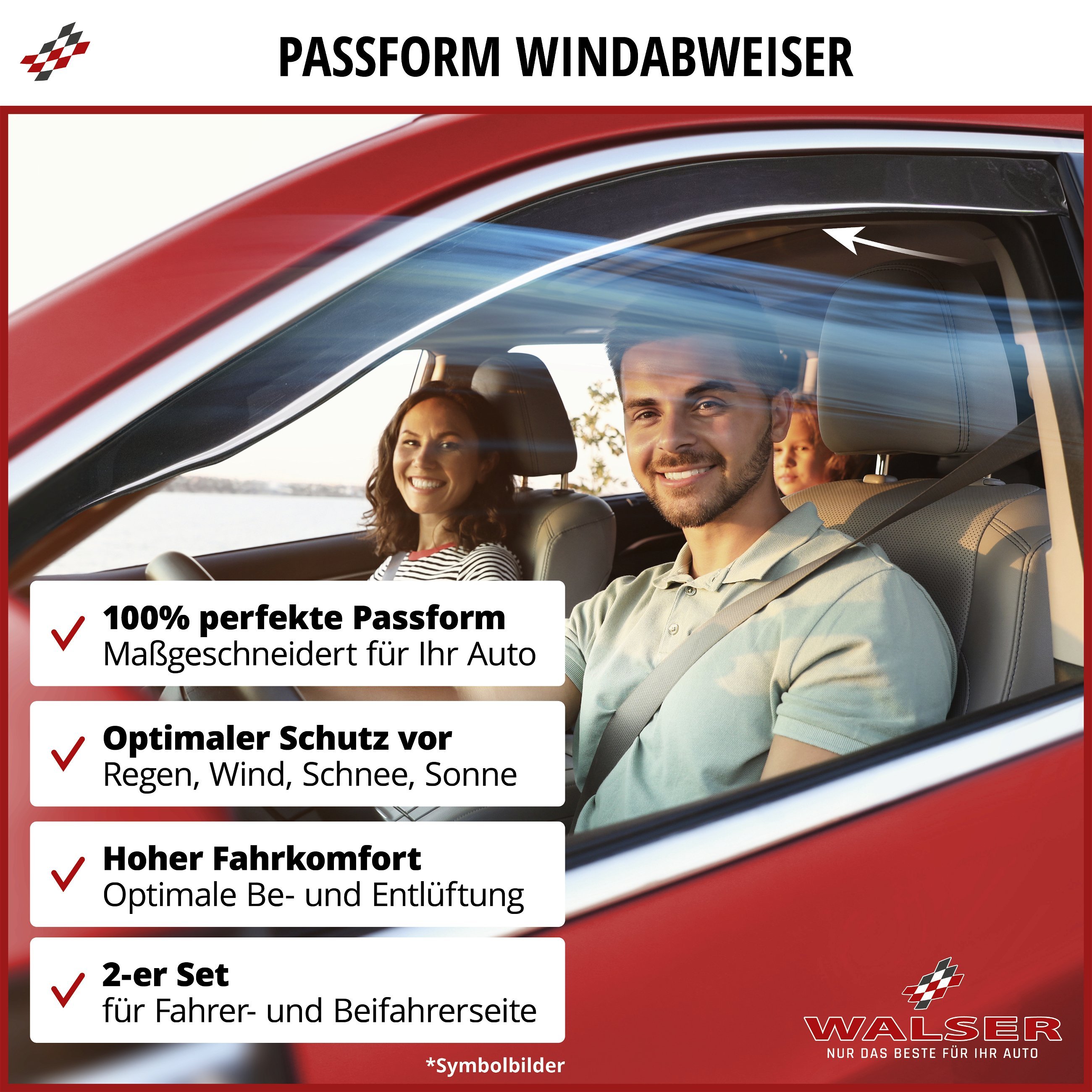 Windabweiser für VW T5/Multivan T5 04/2003-08/2015, T6 04/2015-Heute, Passform Windabweiser Set für Fahrer- und Beifahrerseite, 2 Stück