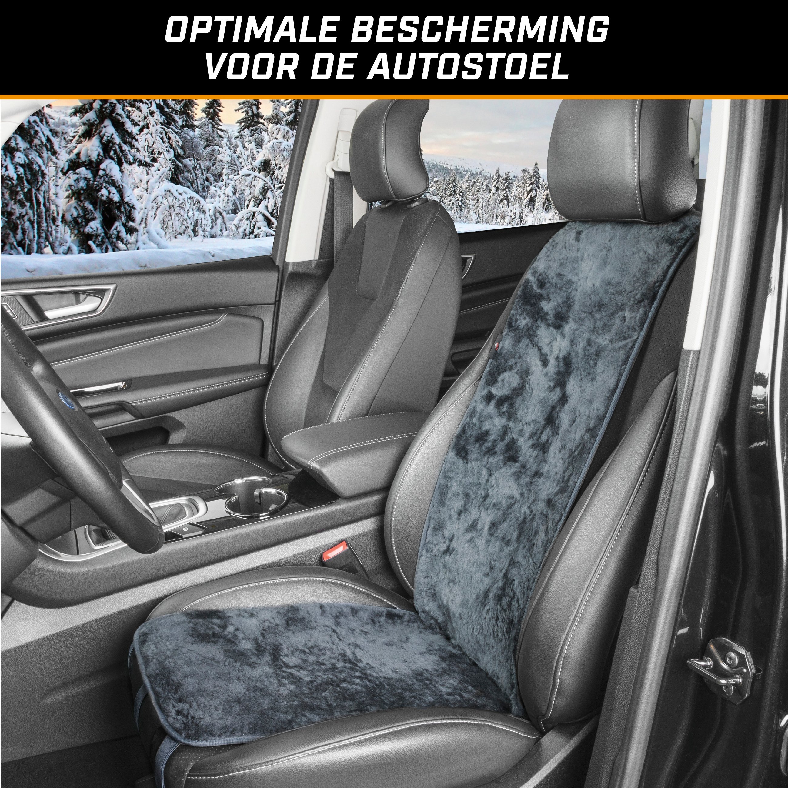 Autostoelhoes Lamsvel Cosmo, Stoelbekleding Lamsvel antraciet
