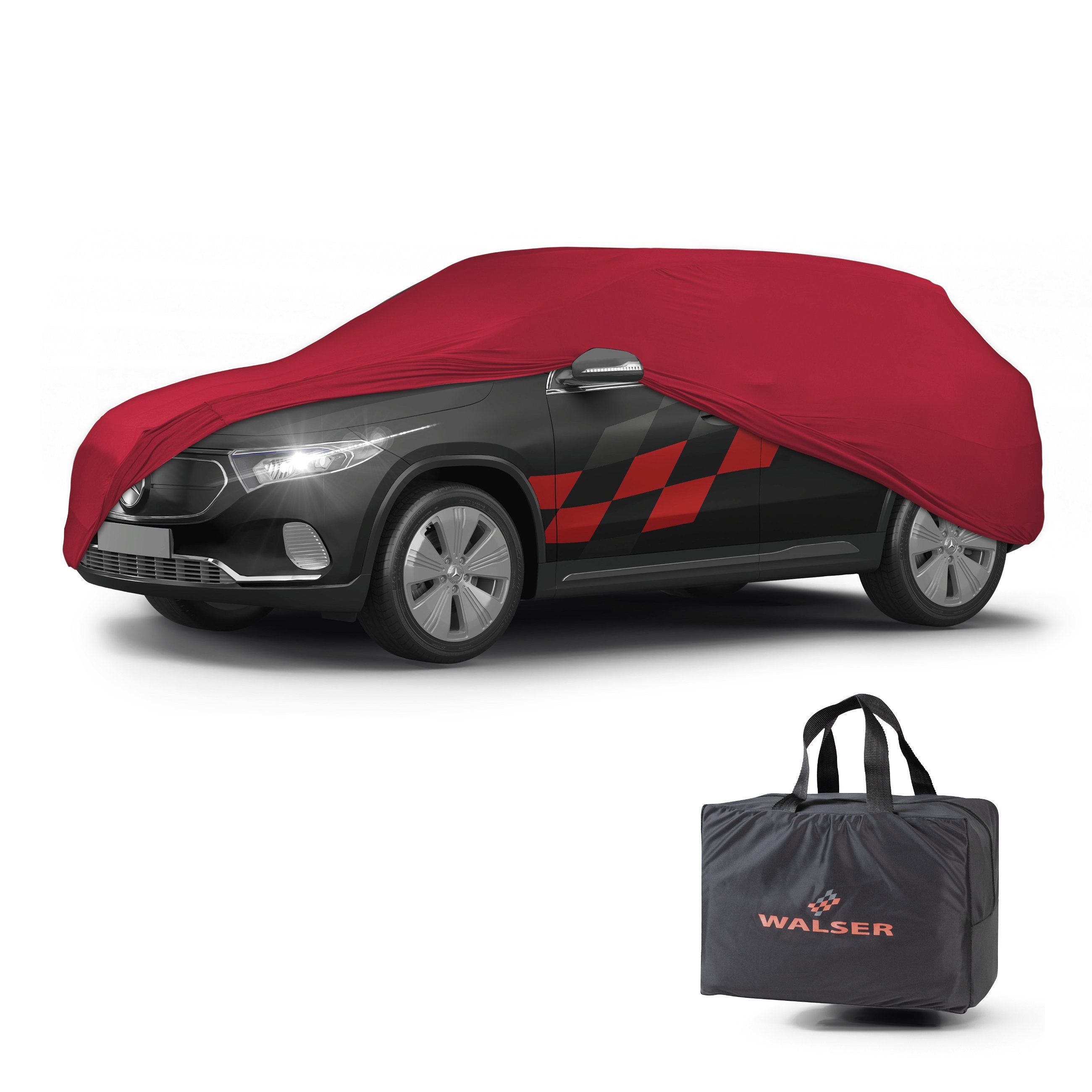 Bâche pour voiture Indoor Stretch Plus SUV taille M rouge
