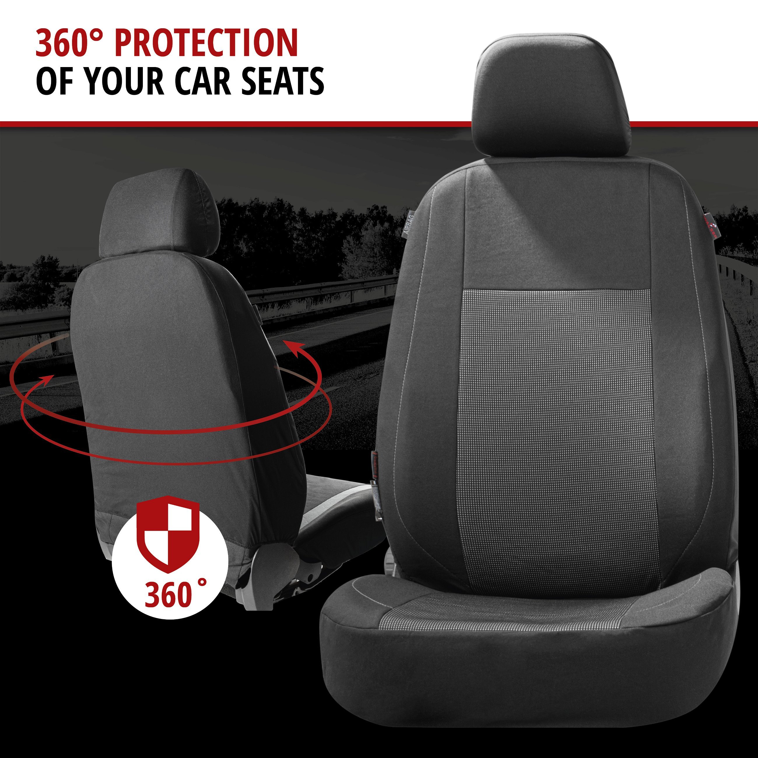 ZIPP IT Premium Car seat covers Ardwell complete set with zip-system black/grey