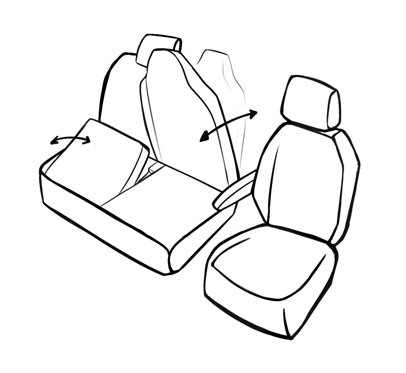 Passform Sitzbezug aus Kunstleder kompatibel mit Opel Movano/Renault Master/Nissan NV400, Einzelsitz Armlehne innen & 2 Einzelsitze vorne