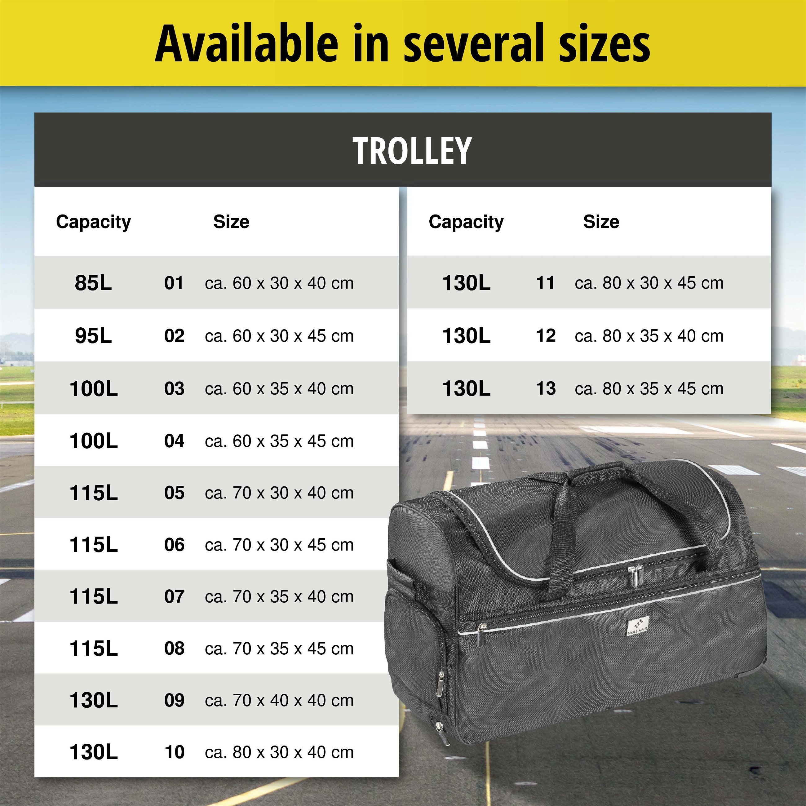 Carbags Trolley 130L - 80x30x40cm