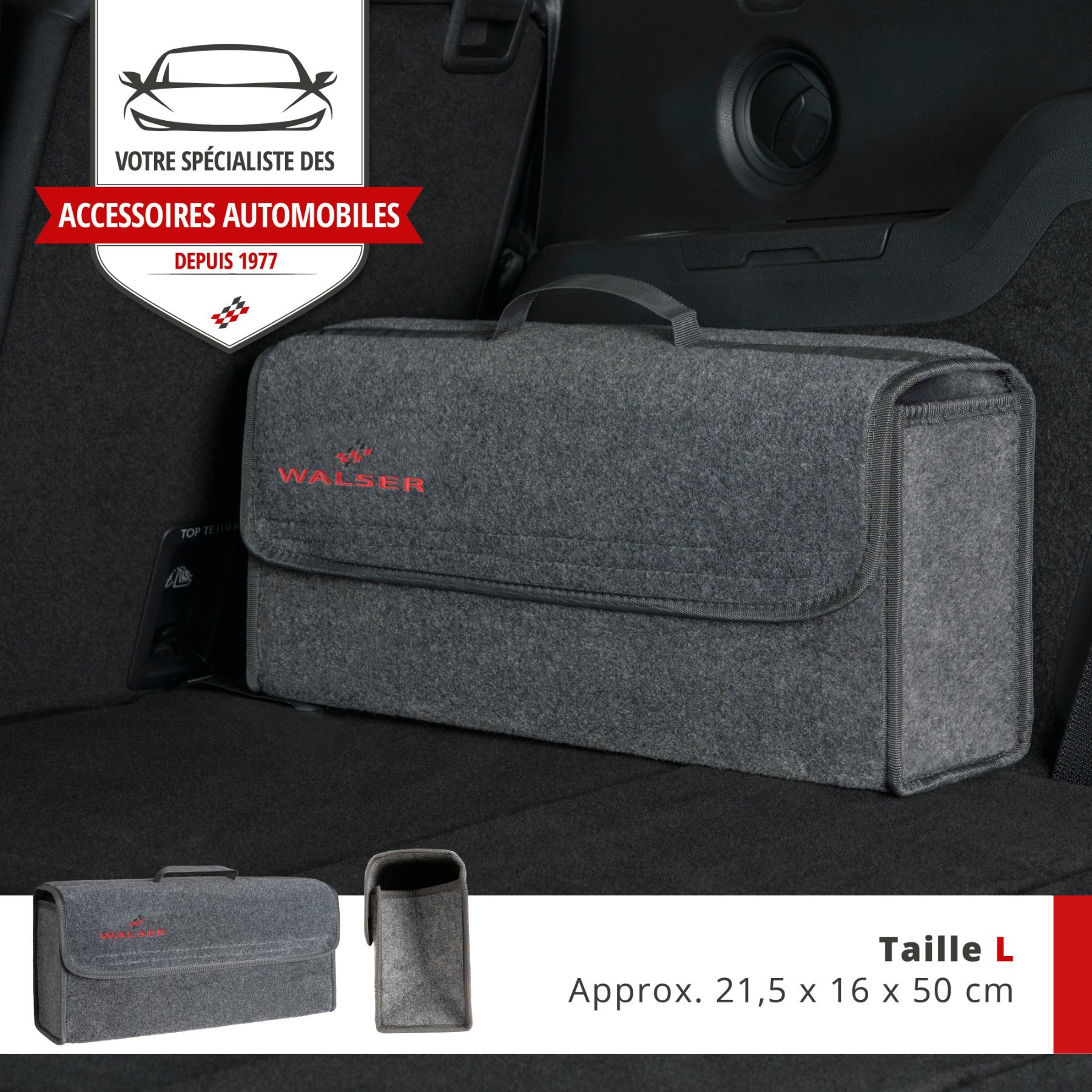 Sac de coffre Toolbag taille L, sac de rangement pour voiture gris 50x16x21cm