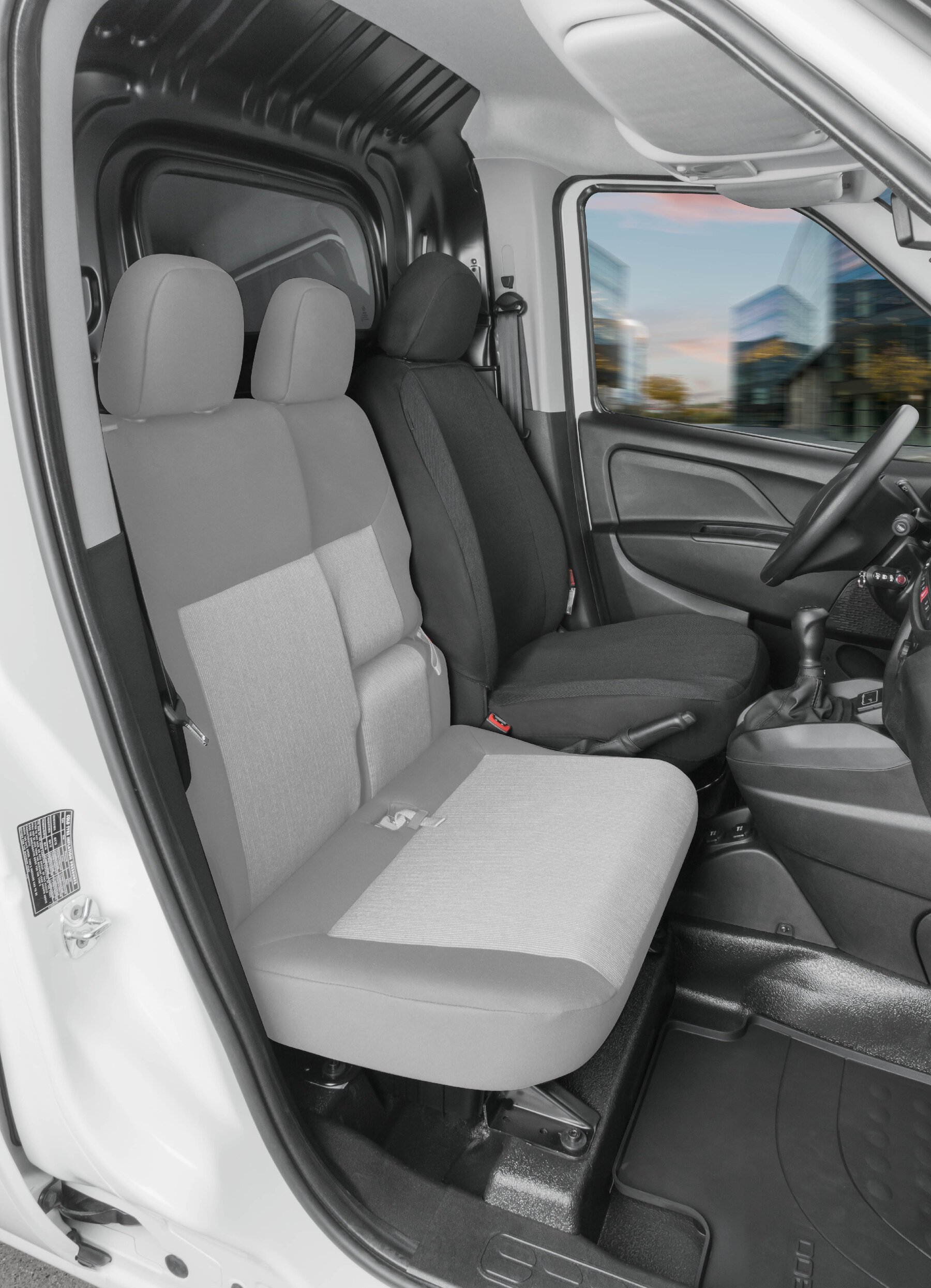 Passform Sitzbezug aus Stoff kompatibel mit Fiat Doblo (263), Einzelsitz Fahrer Armlehne innen