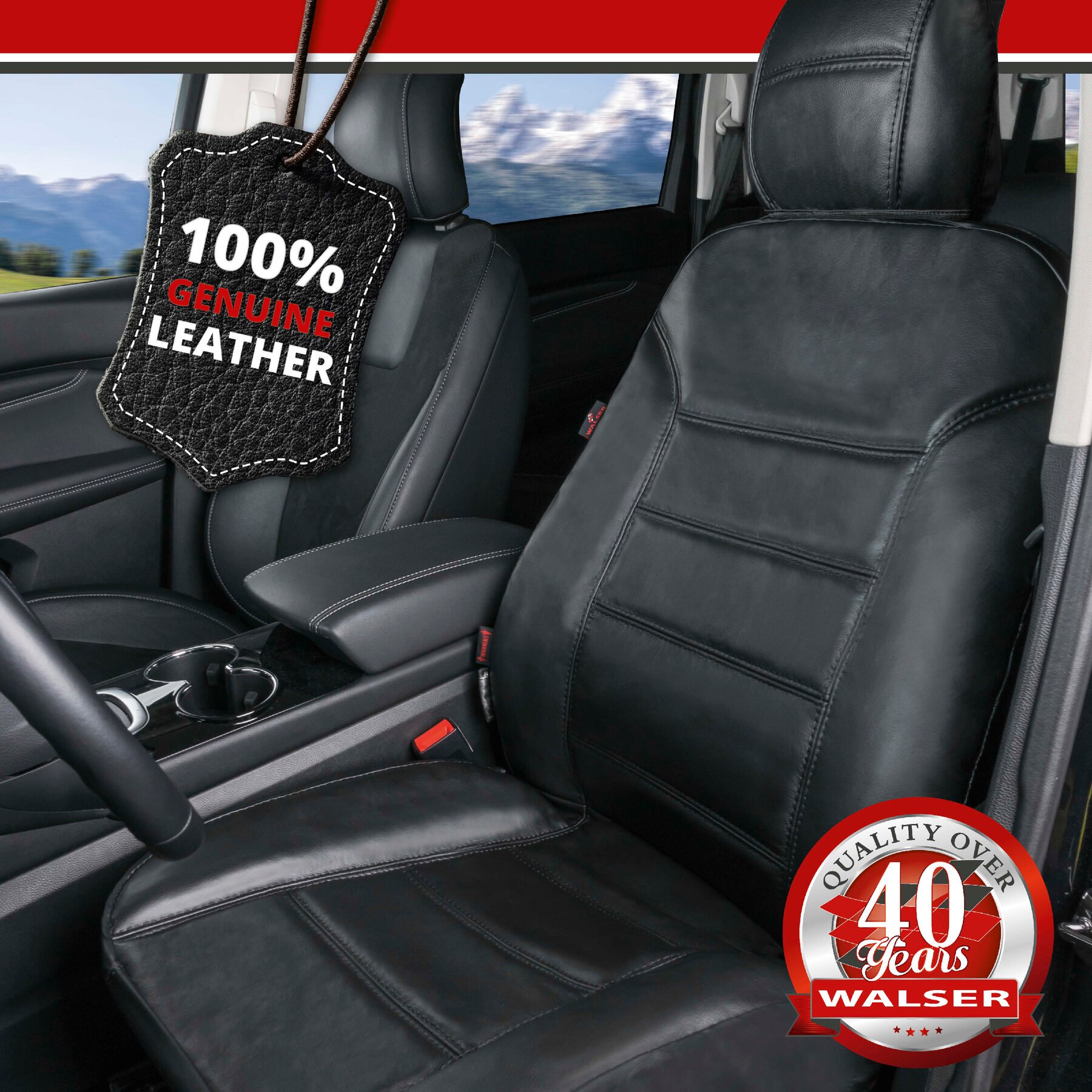 Car Seat cover Billy made of real leather black ZIPP-IT