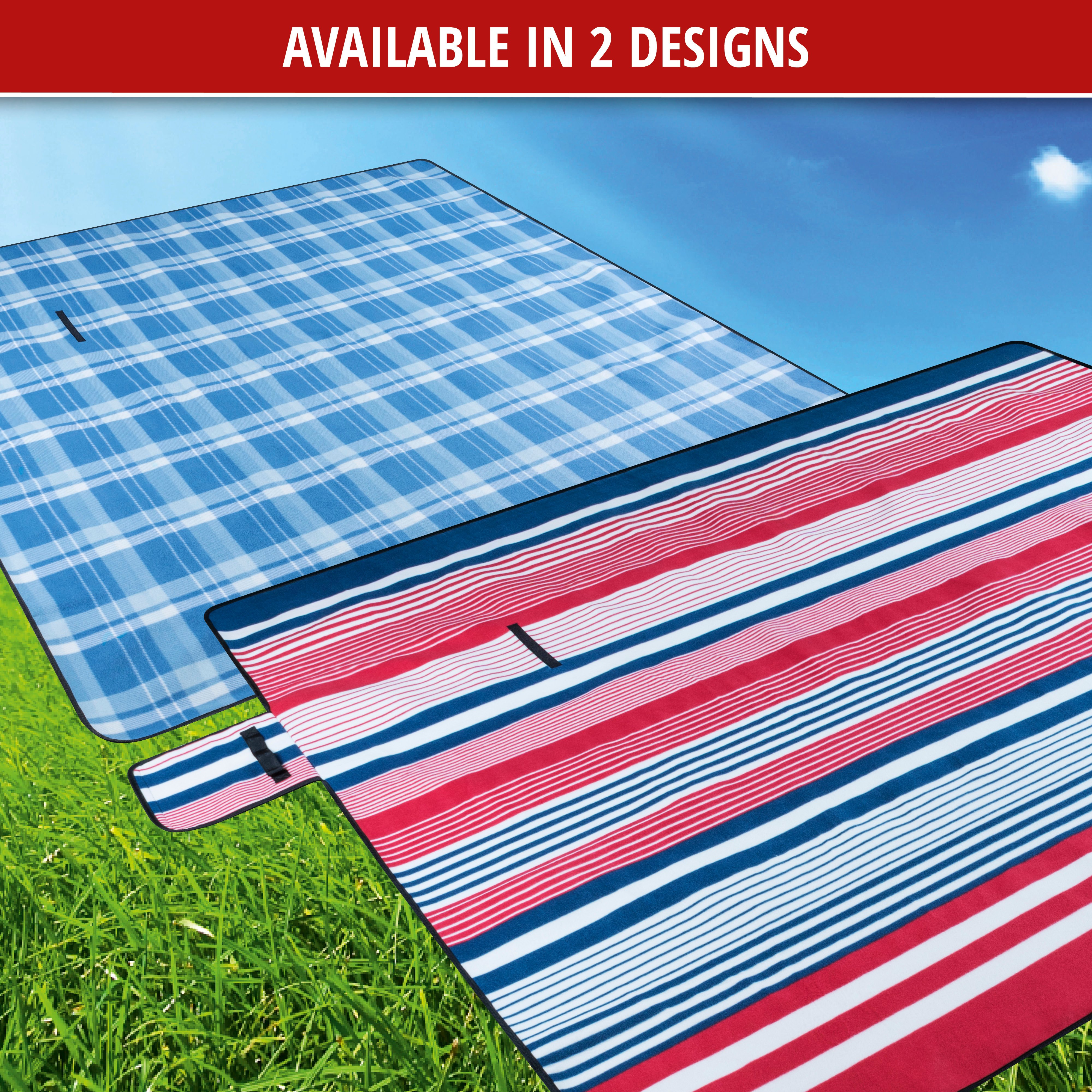 Travel blanket with aluminium back red/blue stripes 200x200cm