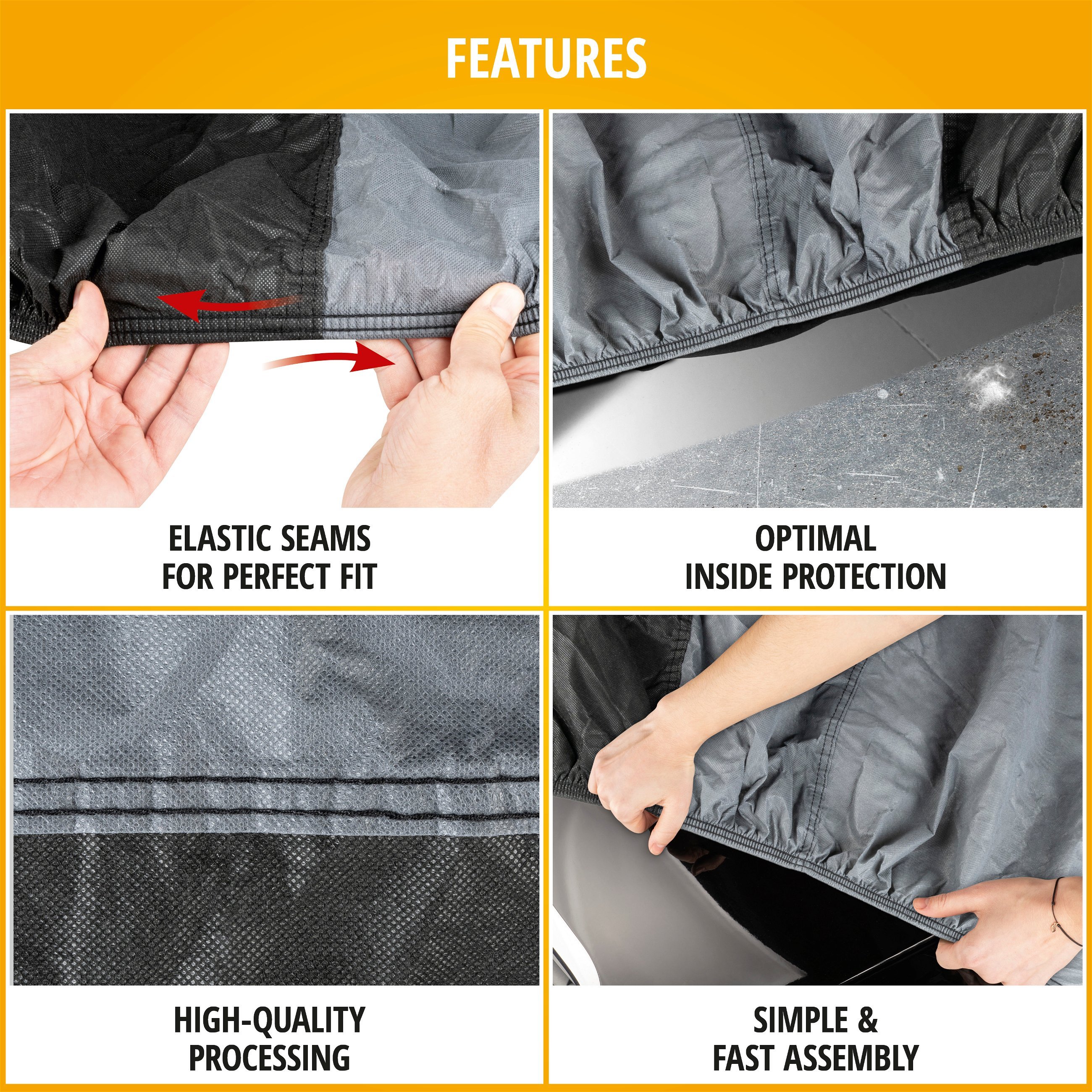 Car tarpaulin Indoor Fleece combi size M grey/black