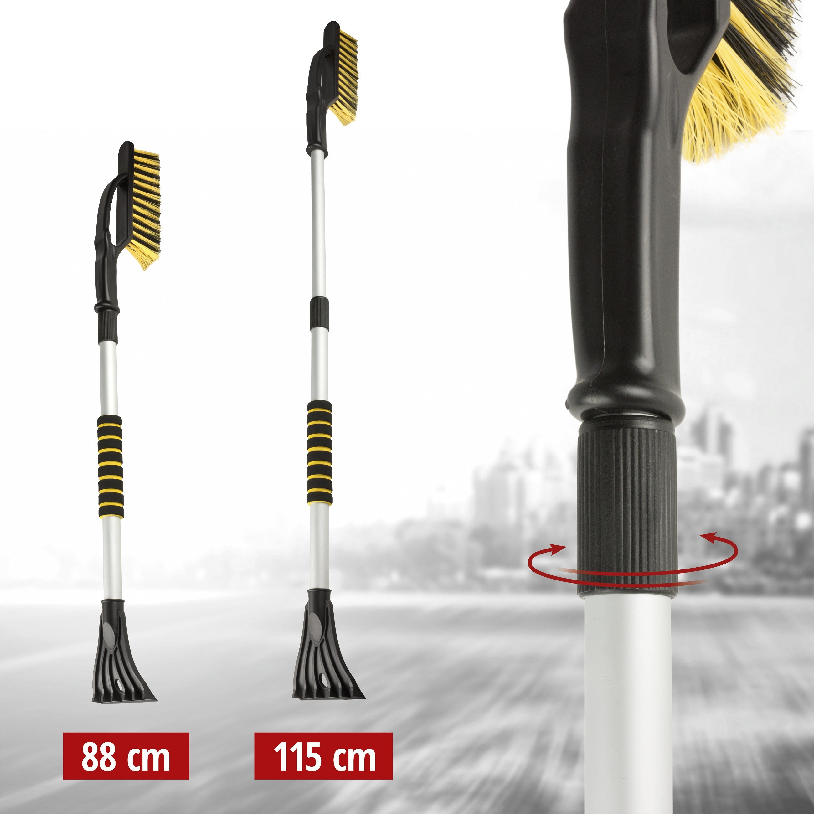 Snow brush with ice scraper telescopic 88-115 cm