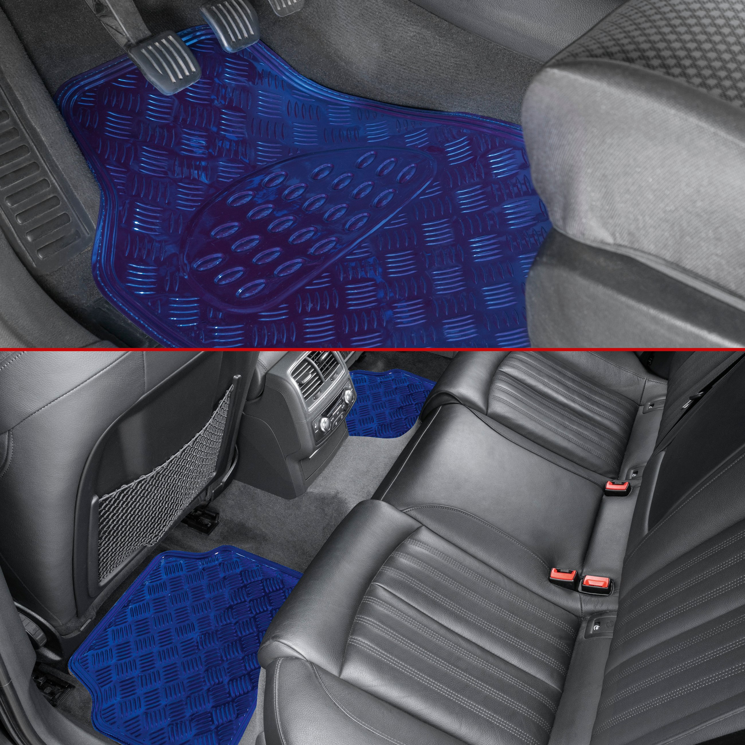 Car Rubber matss Metallic checker plate look blue maxi