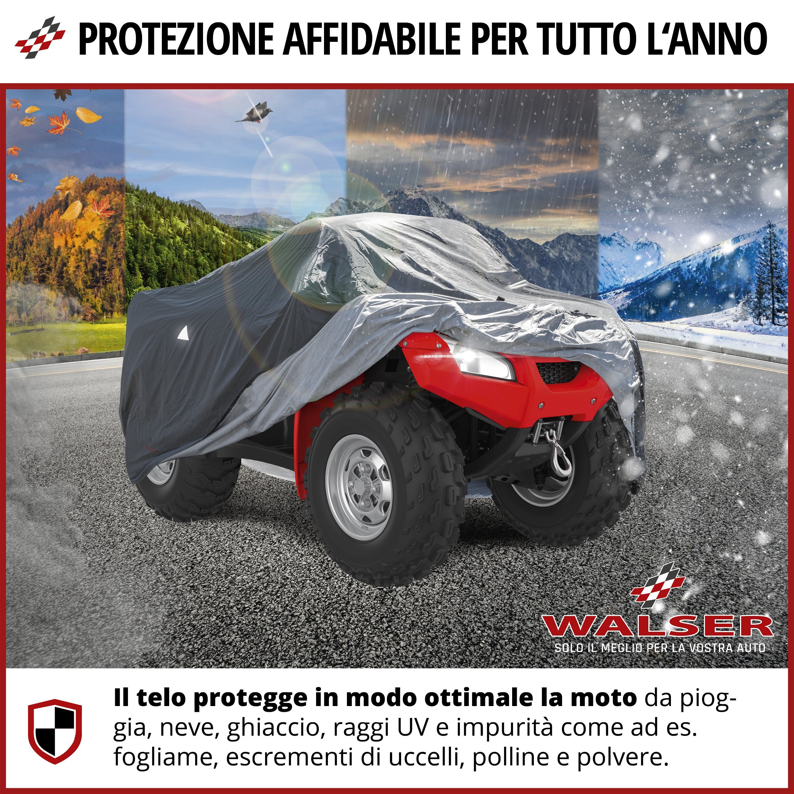 Quad Cover Tarpaulin All Weather Plus, copertura per veicoli fuoristrada taglia S grigio