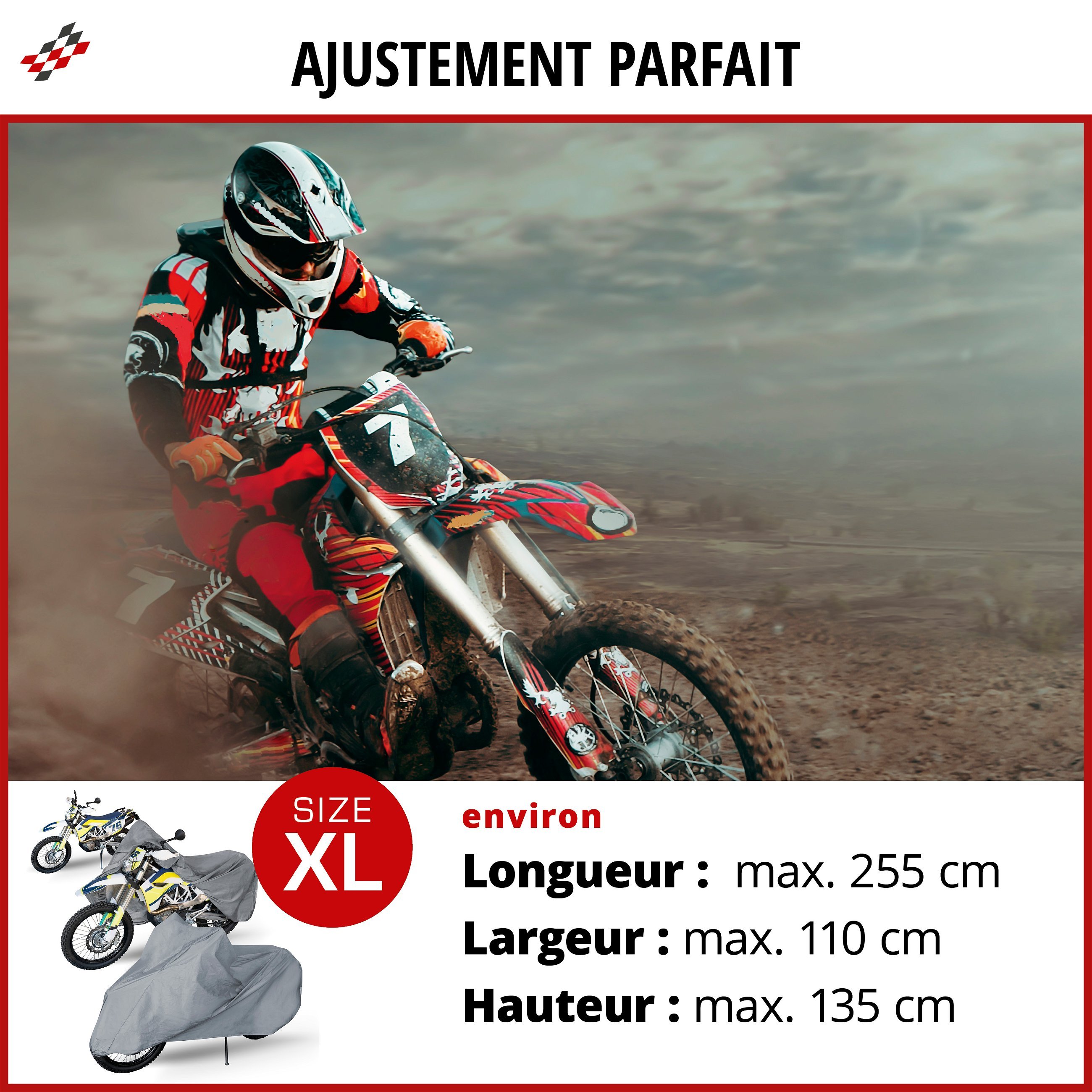 Garage à motos Enduro taille XL PVC - 255 x 110 x 135 cm noir