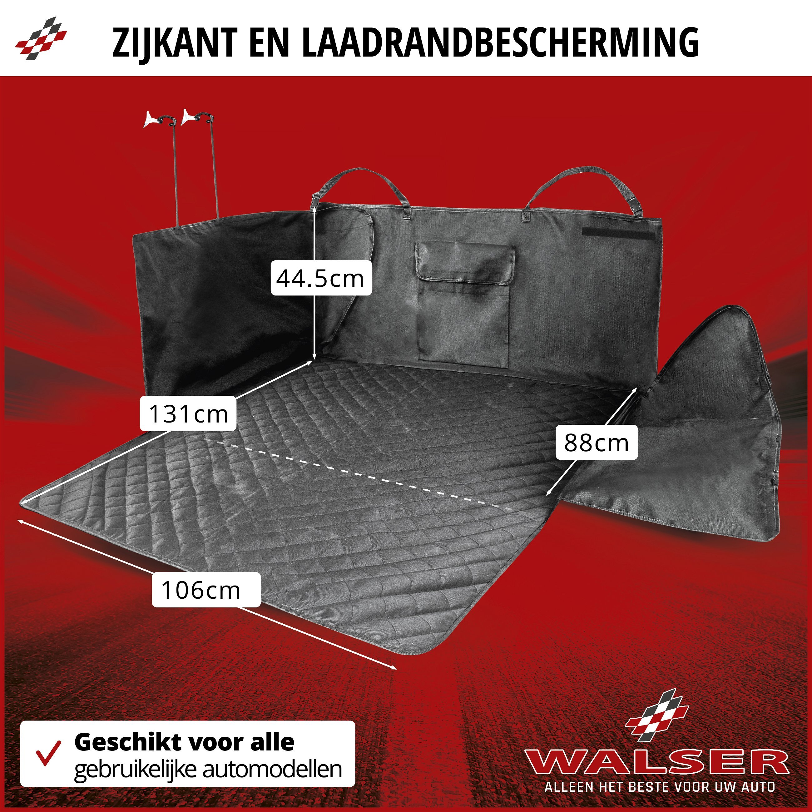 Kofferbakbeschermhoes Bello, kofferbakmat met zijbescherming, universele kofferbakbescherming, hondenbescherming voor de auto, waterafstotende kofferbakmat 13626