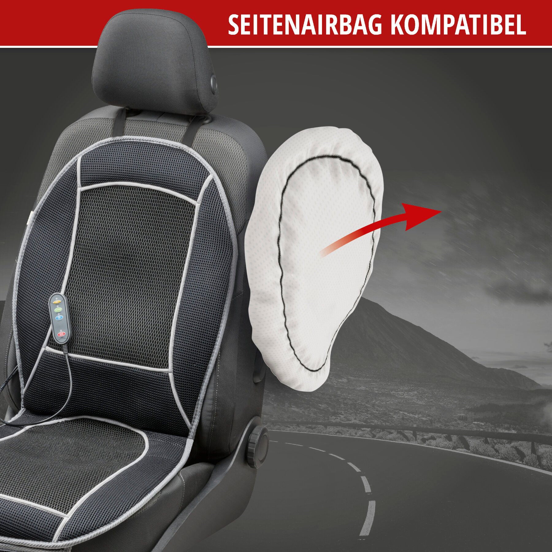 Autositz Heizkissen Cool Heat, Heizfuktion & Kühlfunktion, Sitzheizung, Massagefunktion schwarz
