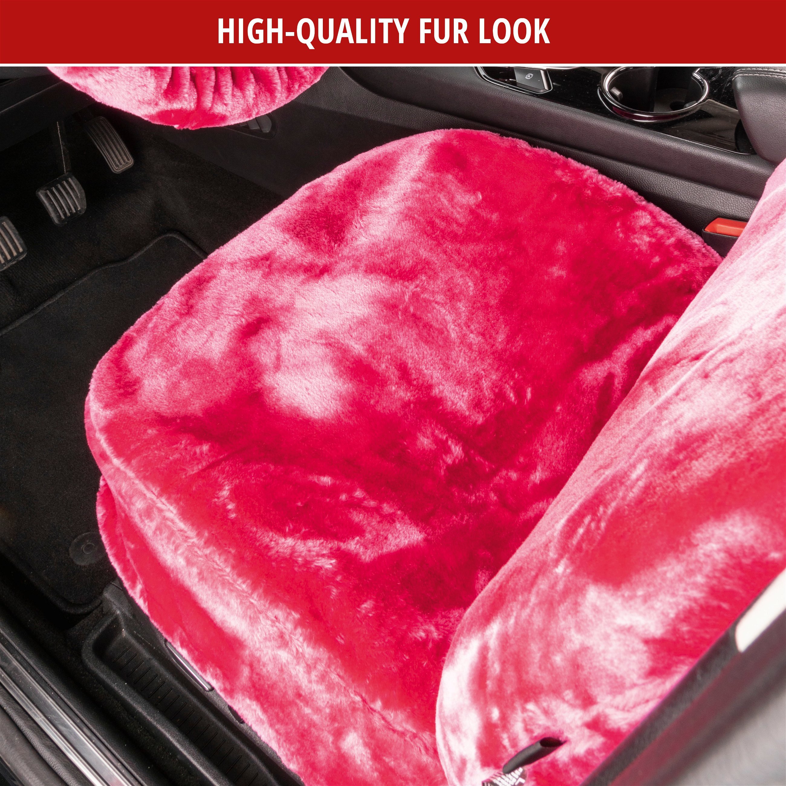 Car seat cover Teddy faux fur vegan pink