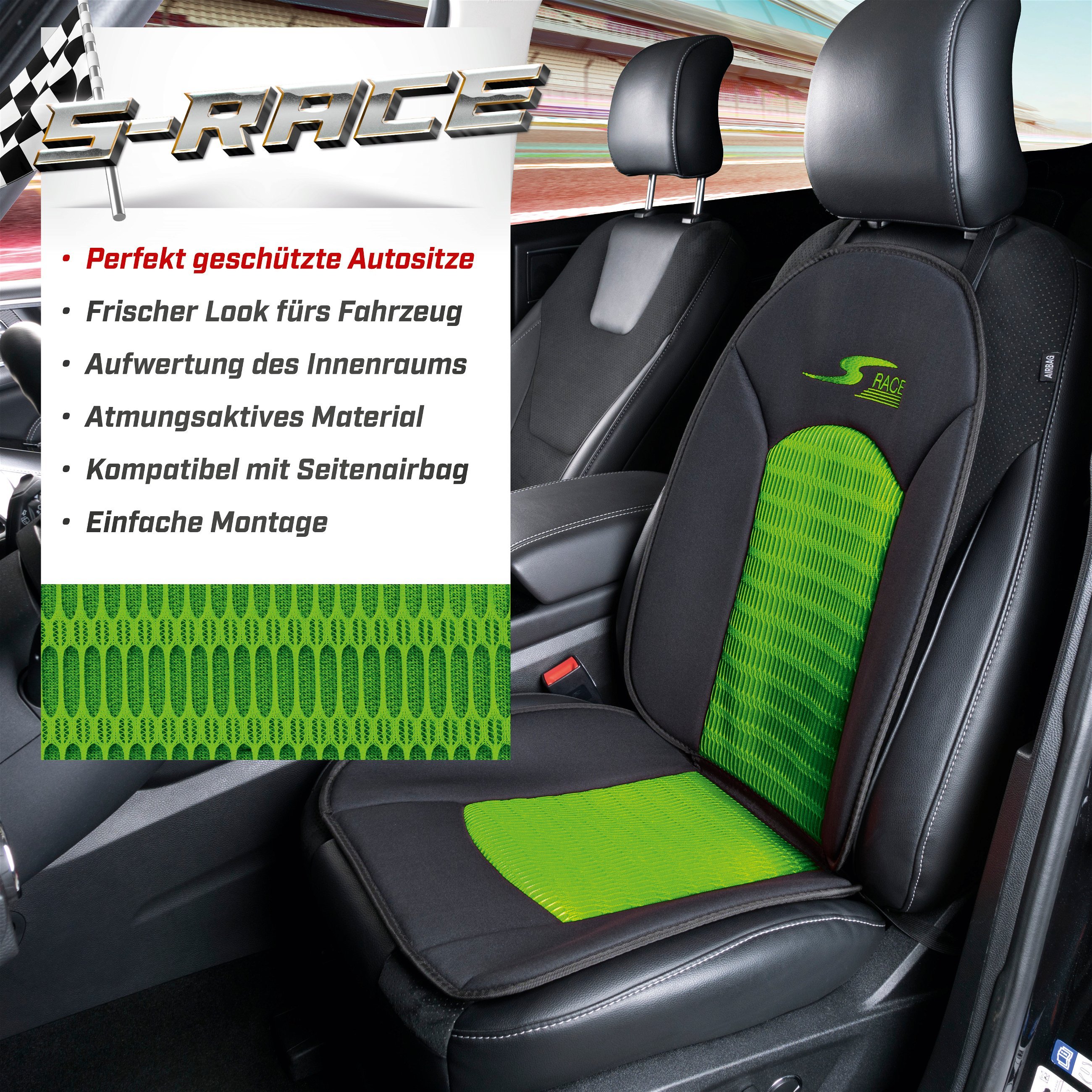 PKW Sitzauflage S-Race, Auto-Sitzaufleger grün