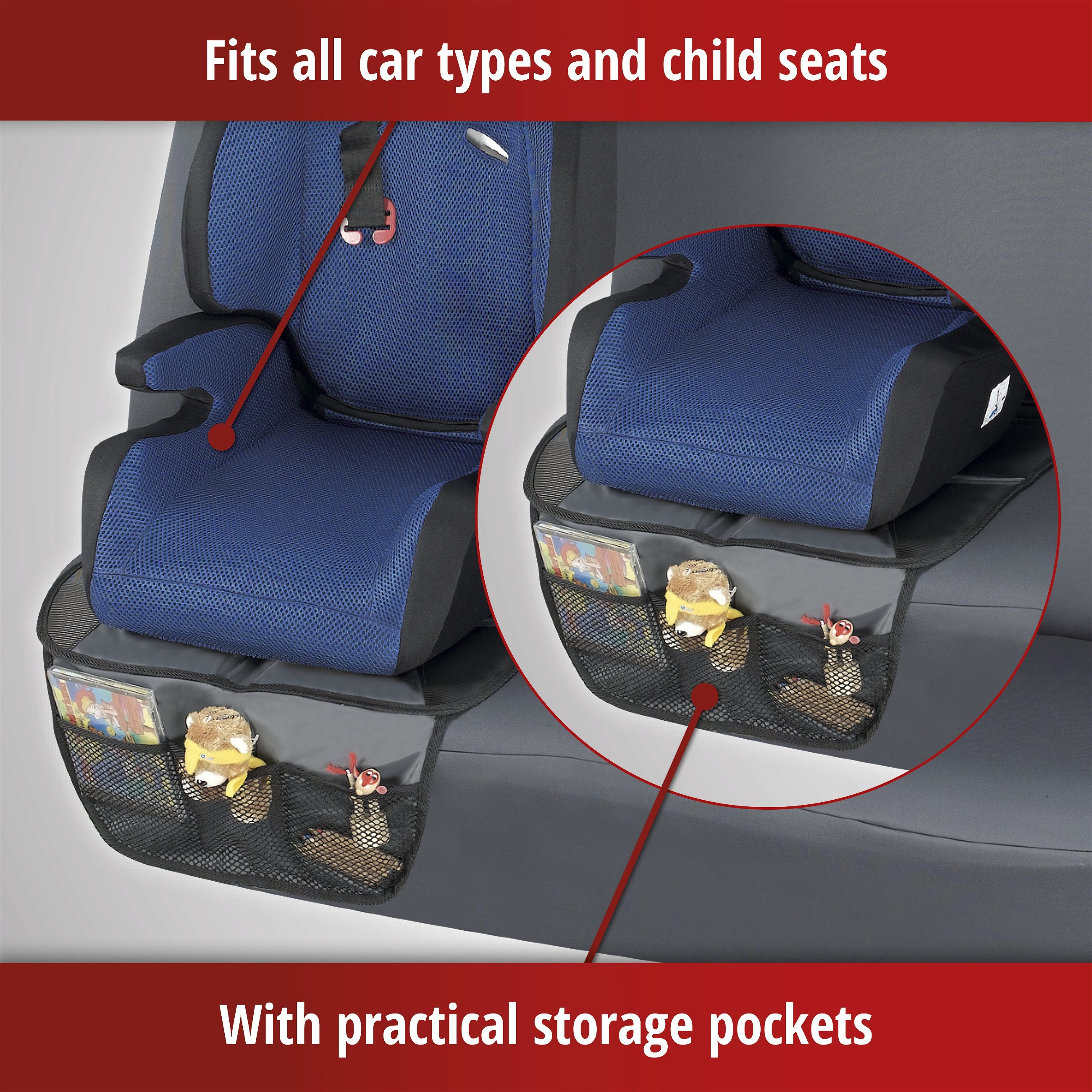 Child seat pad Tidy Fred, protective pad child seat grey/black
