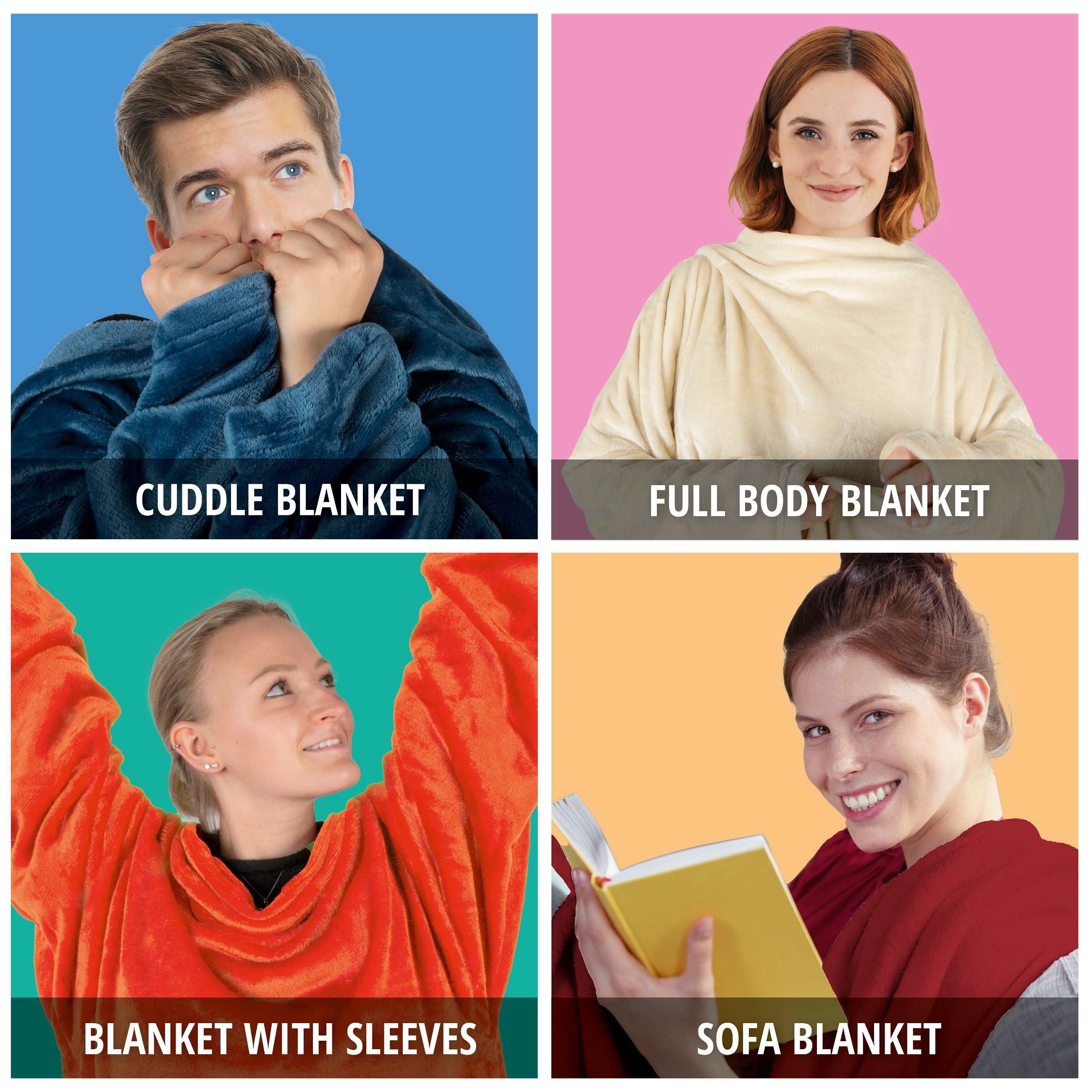 Snuggle fleece blanket with sleeves garnet red 150x180cm
