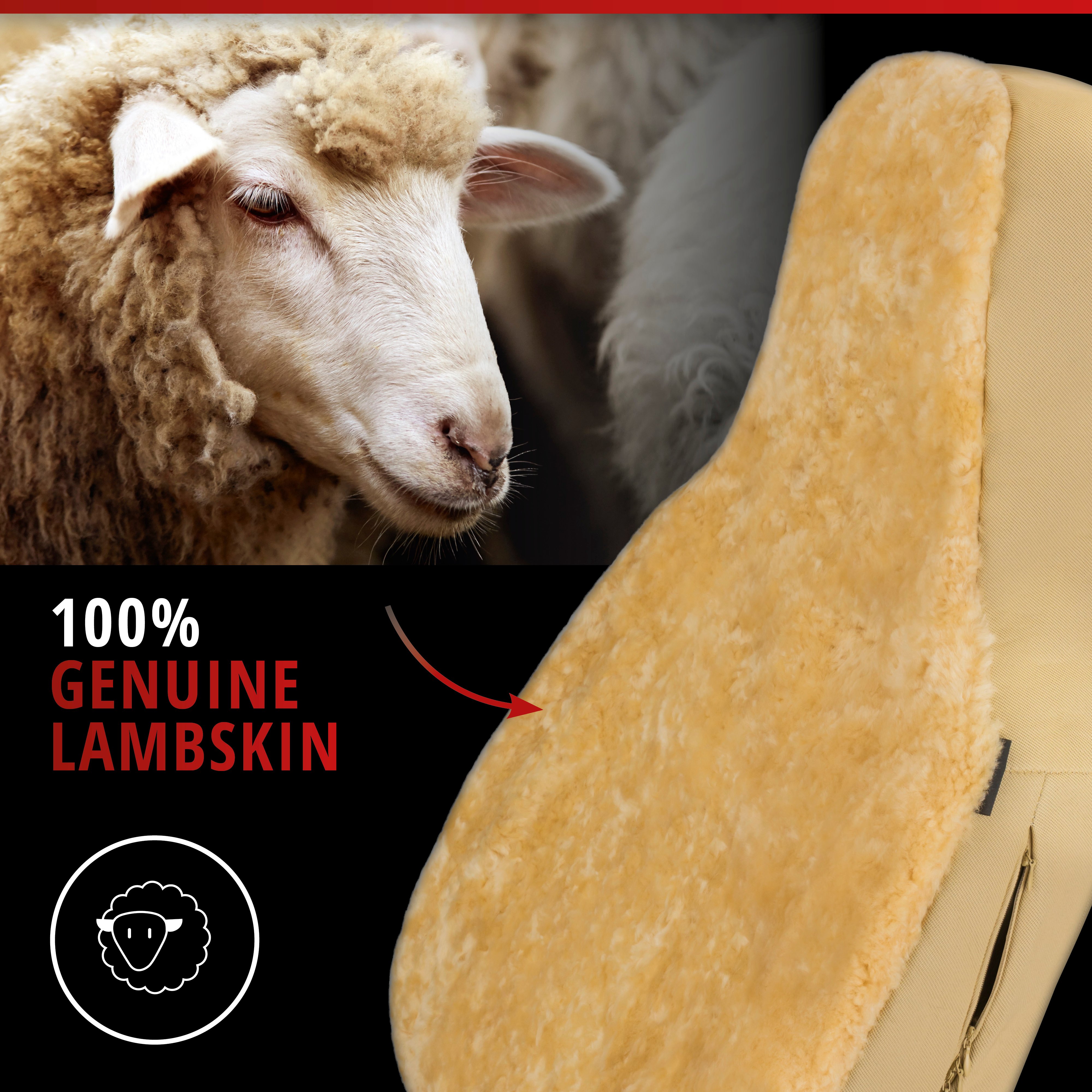 Car Seat cover Zoi made of lambskin Highback beige