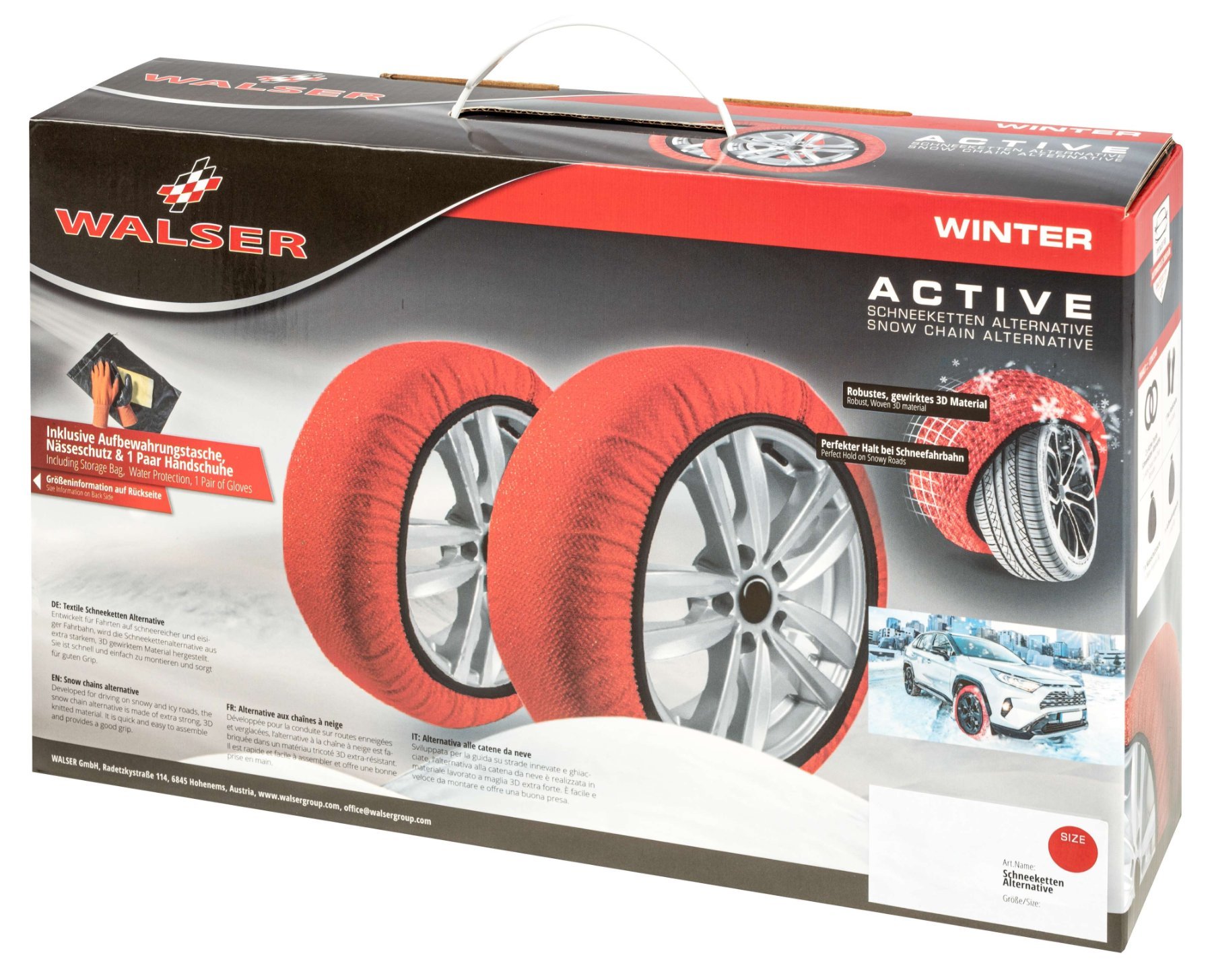 Textile snow chain Alternative Active L, snow socks 2 pieces red