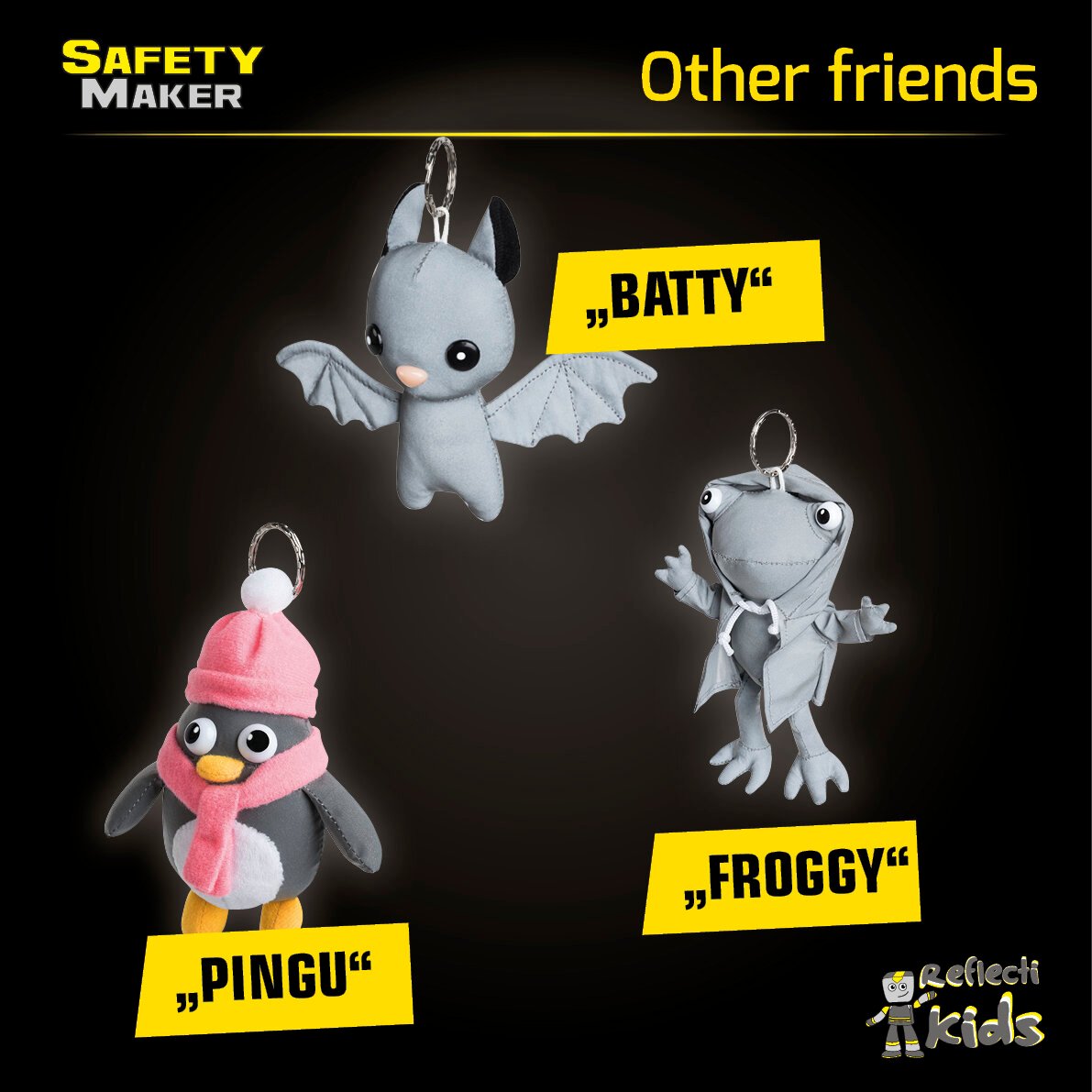 Safety Maker Soft Pendant Batty silver reflective