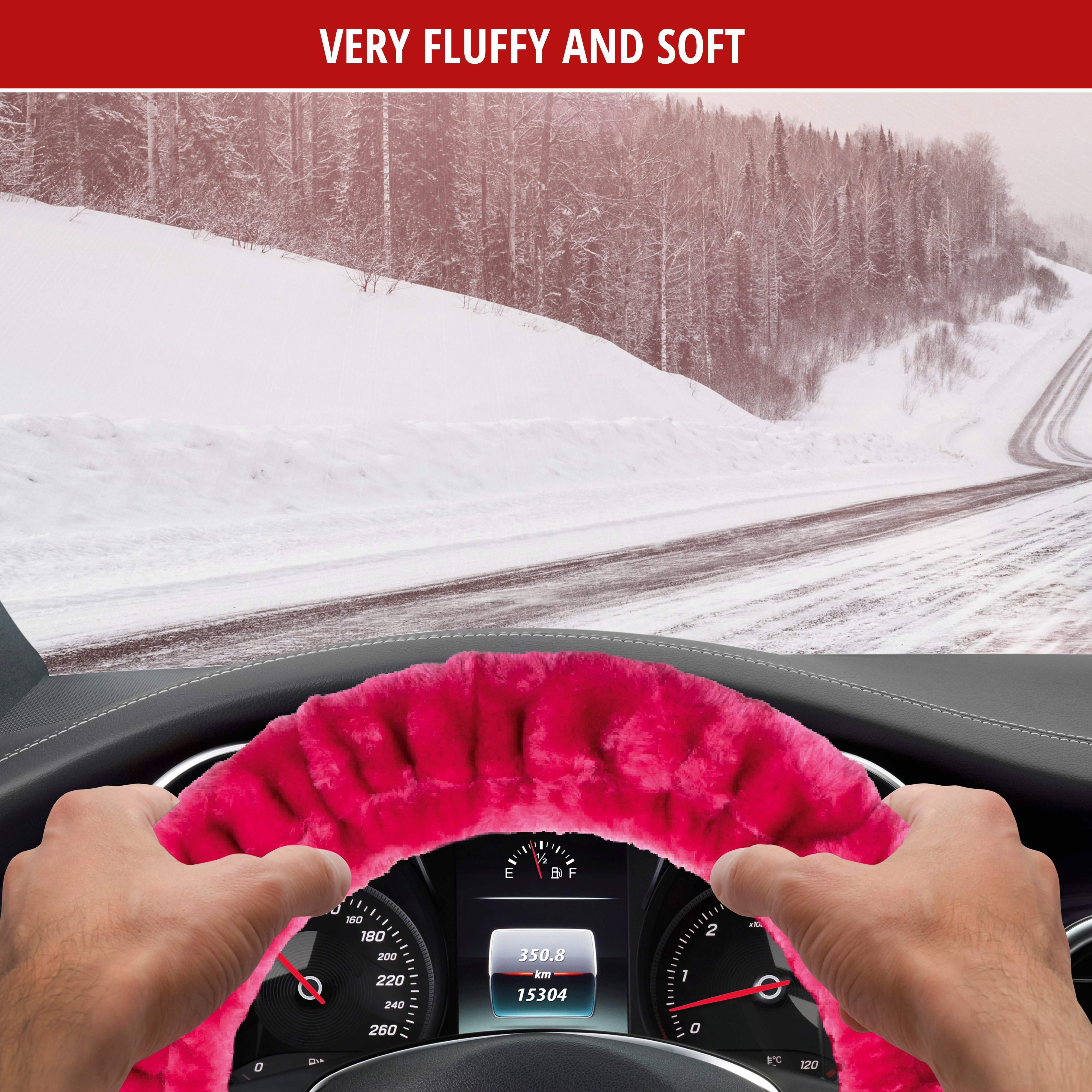 Steering wheel cover Teddy Plush faux fur vegan pink