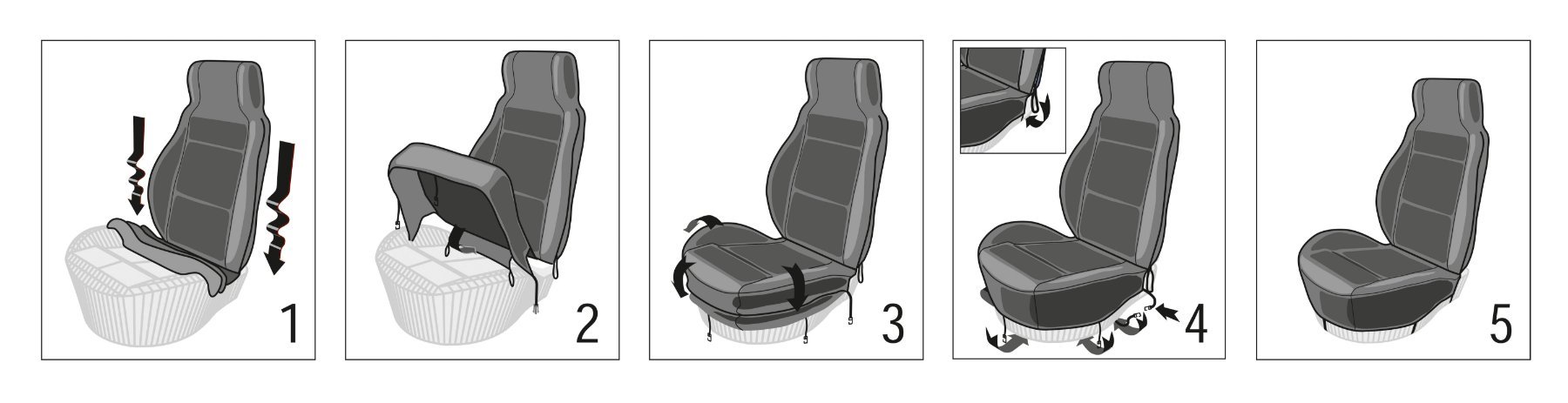 ZIPP IT Premium Housse de sièges Gordon pour deux sièges avant avec système de fermeture éclair noir/gris