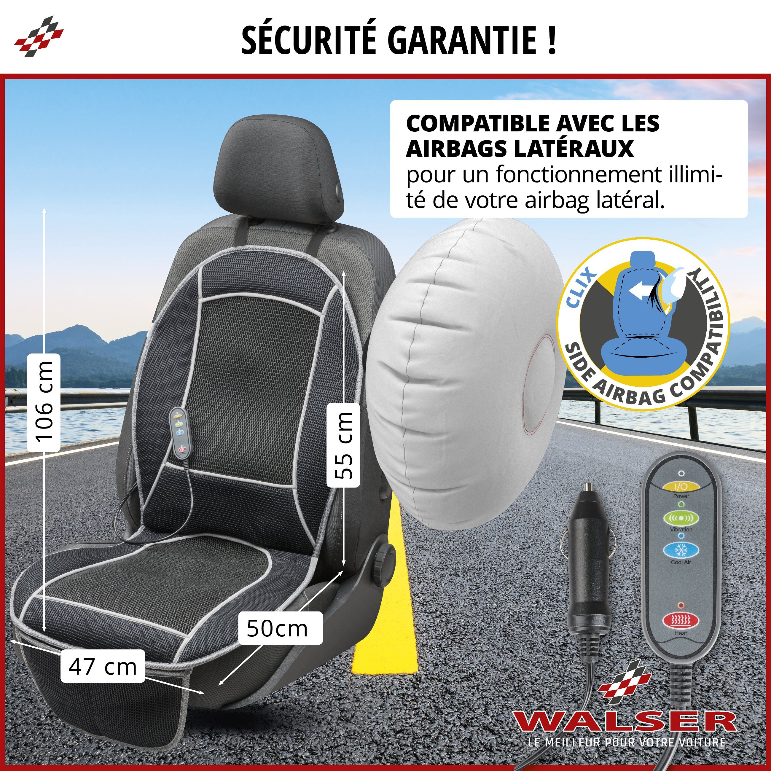 Housse de coussin chauffant de siège USB pour voiture hiver chauffant chaud  pour bébé (noir)