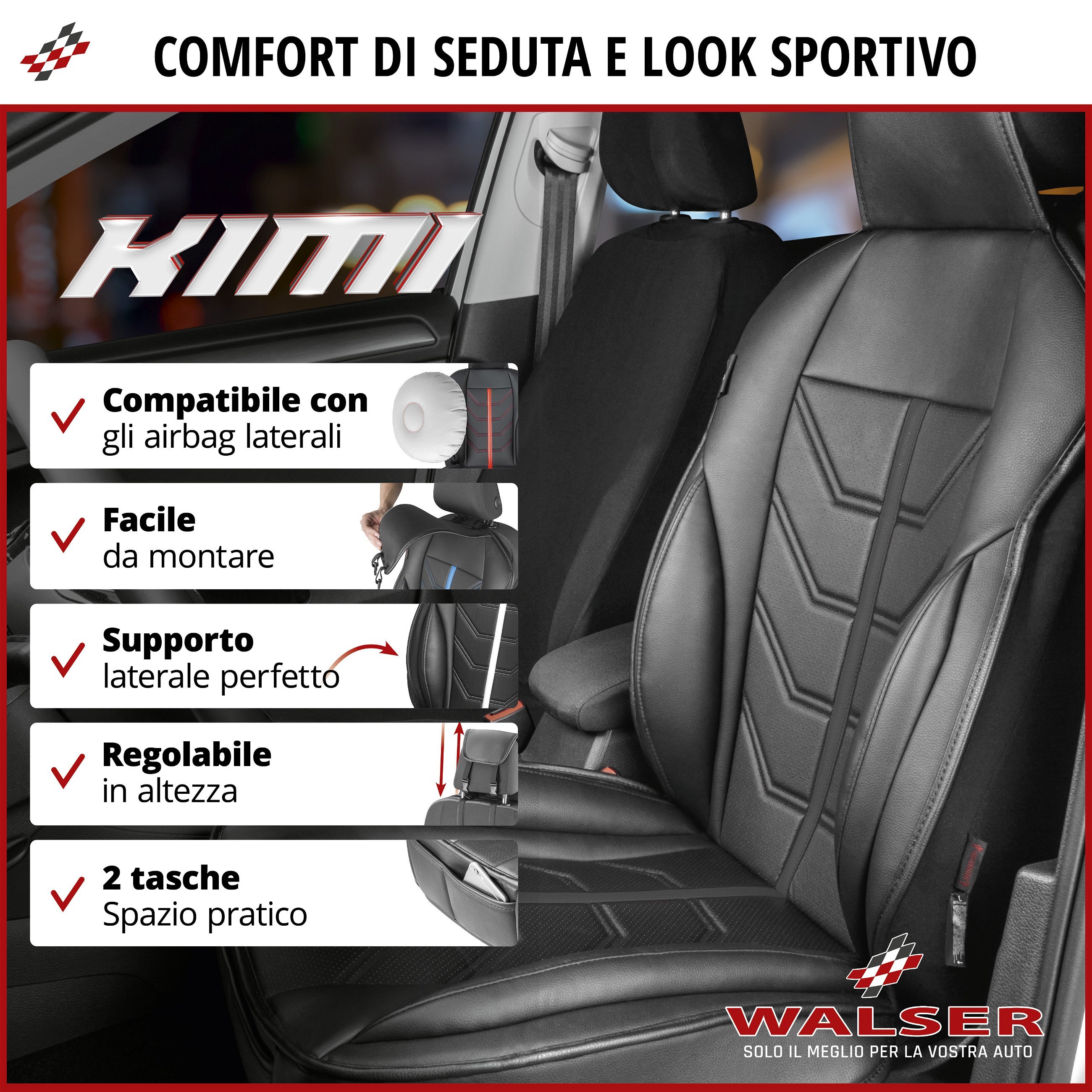 Miocar Set di coprisedili anteriori Derby Rivestimento sedile