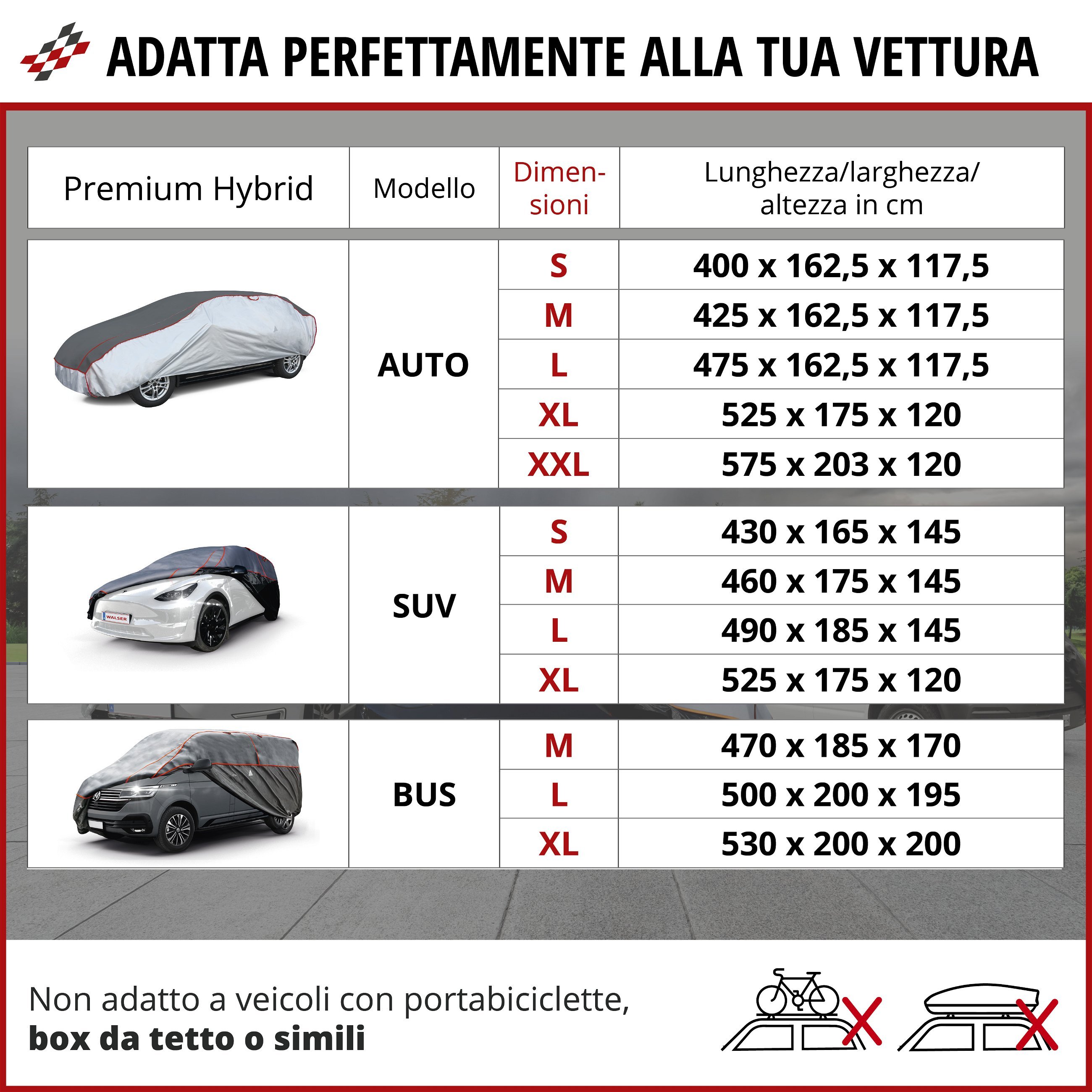 Telo Copriauto antigrandine Premium Hybrid SUV misura S