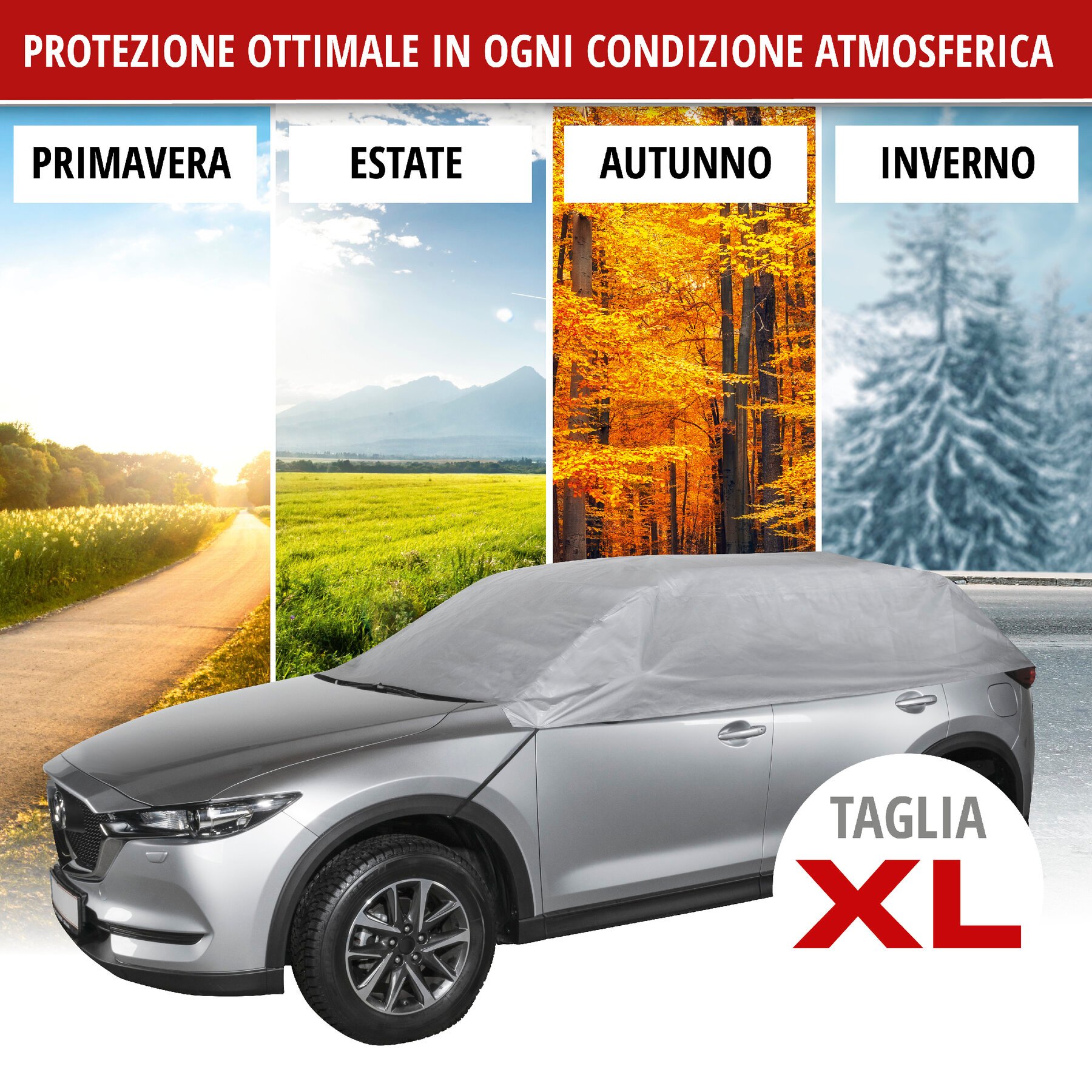 Telone protettivo All Weather Light metà garage taglia XL grigio chiaro