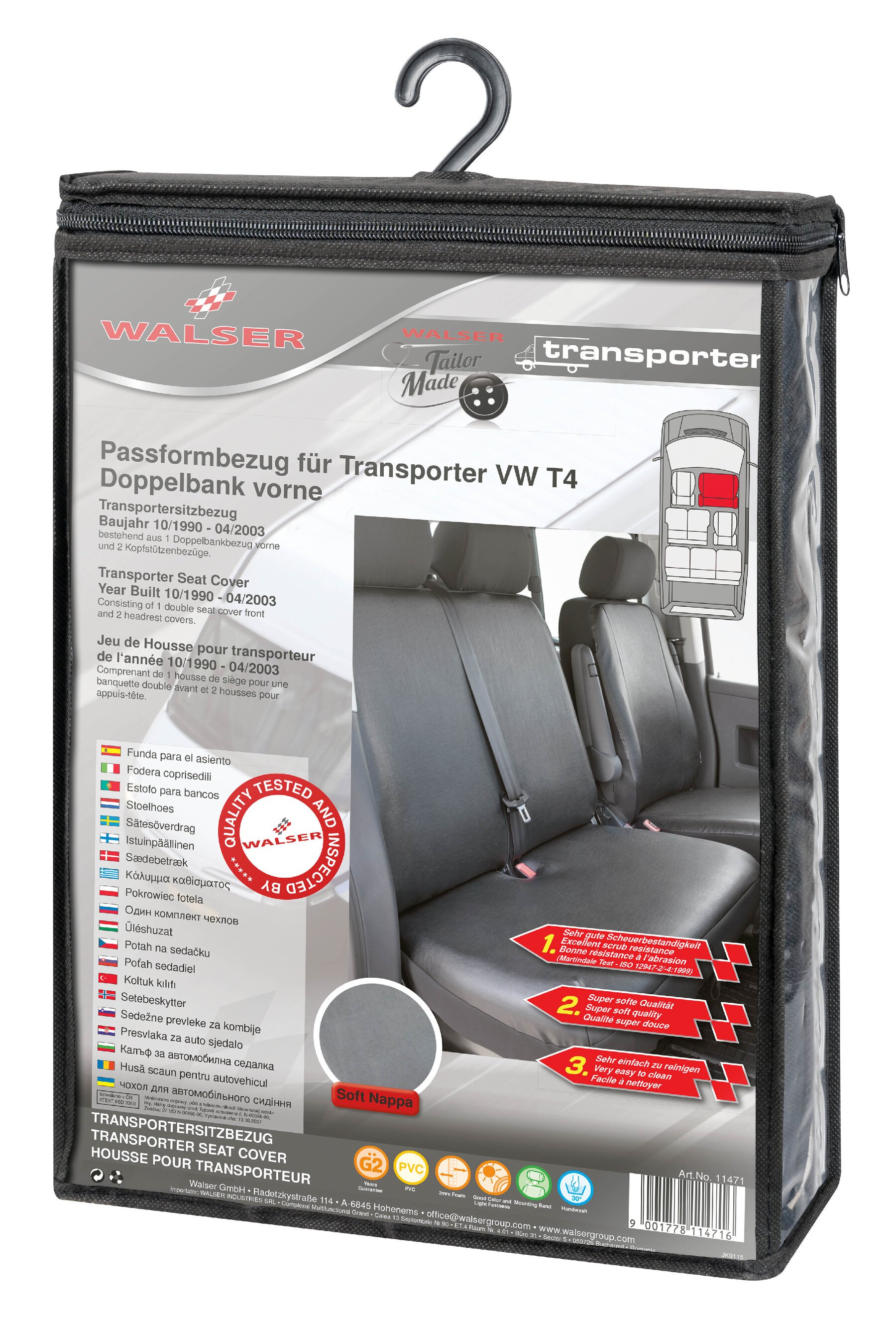 Passform Sitzbezug aus Kunstleder für VW T4, Doppelbankbezug vorne
