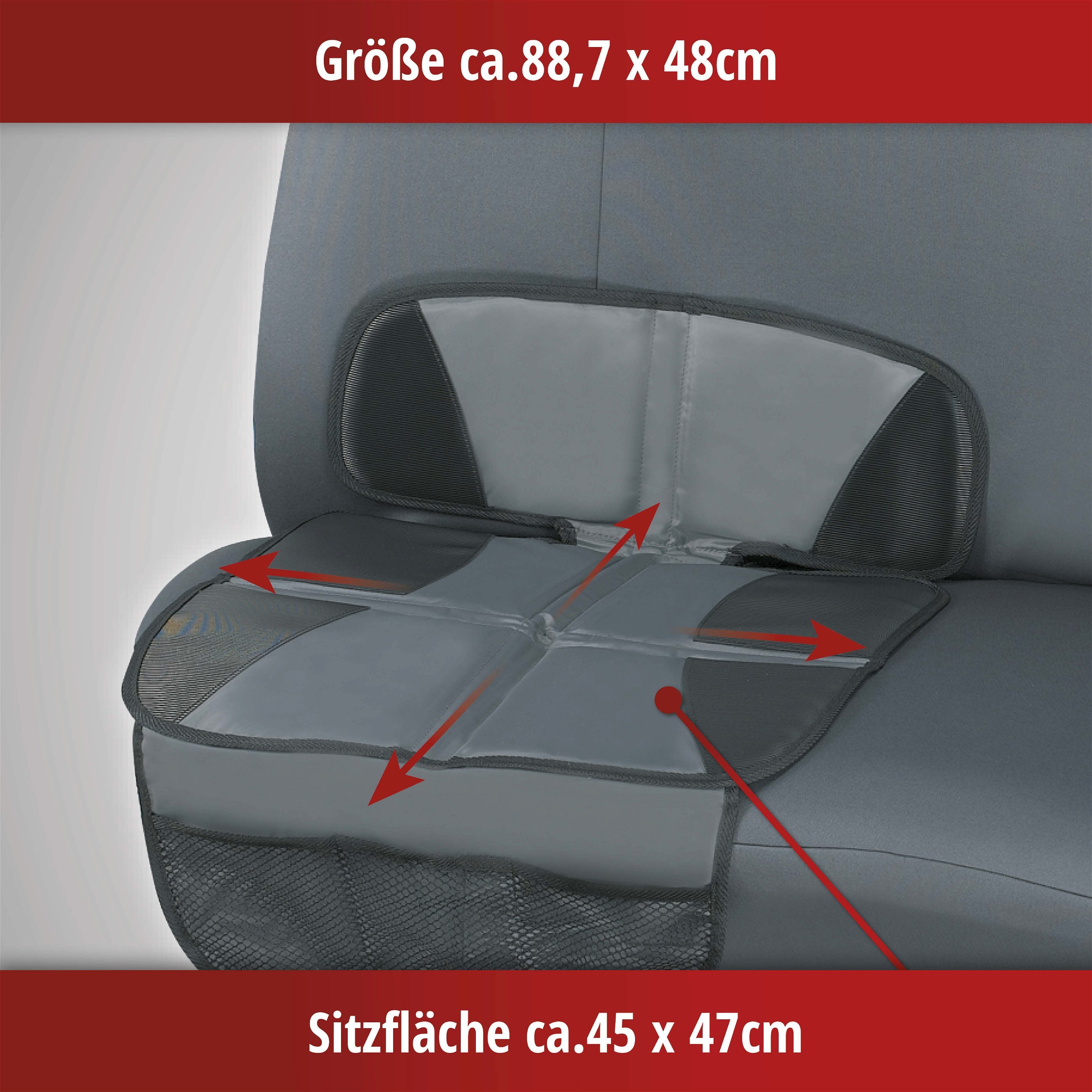 Kindersitzunterlage Tidy Fred, Auto-Schutzunterlage, Sitzschoner Kindersitz grau/schwarz