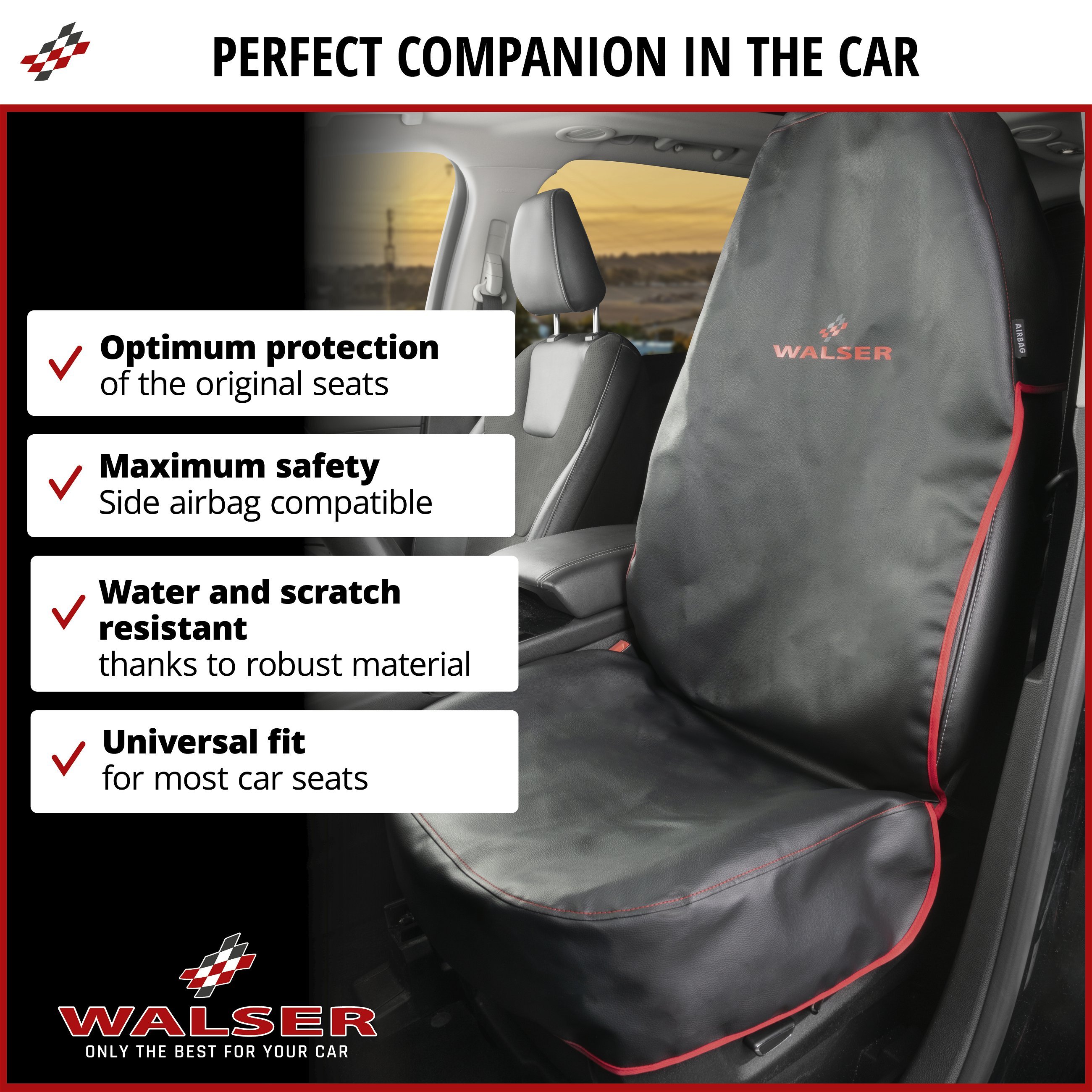 Car seat cover Guardian, front car seat cover, car seat protector black/red  | Cloth Seat covers | Car Seat covers | Seat covers & Cushions | Walser  Online Shop