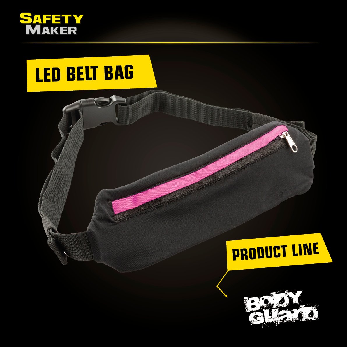 LED belt bag black pink