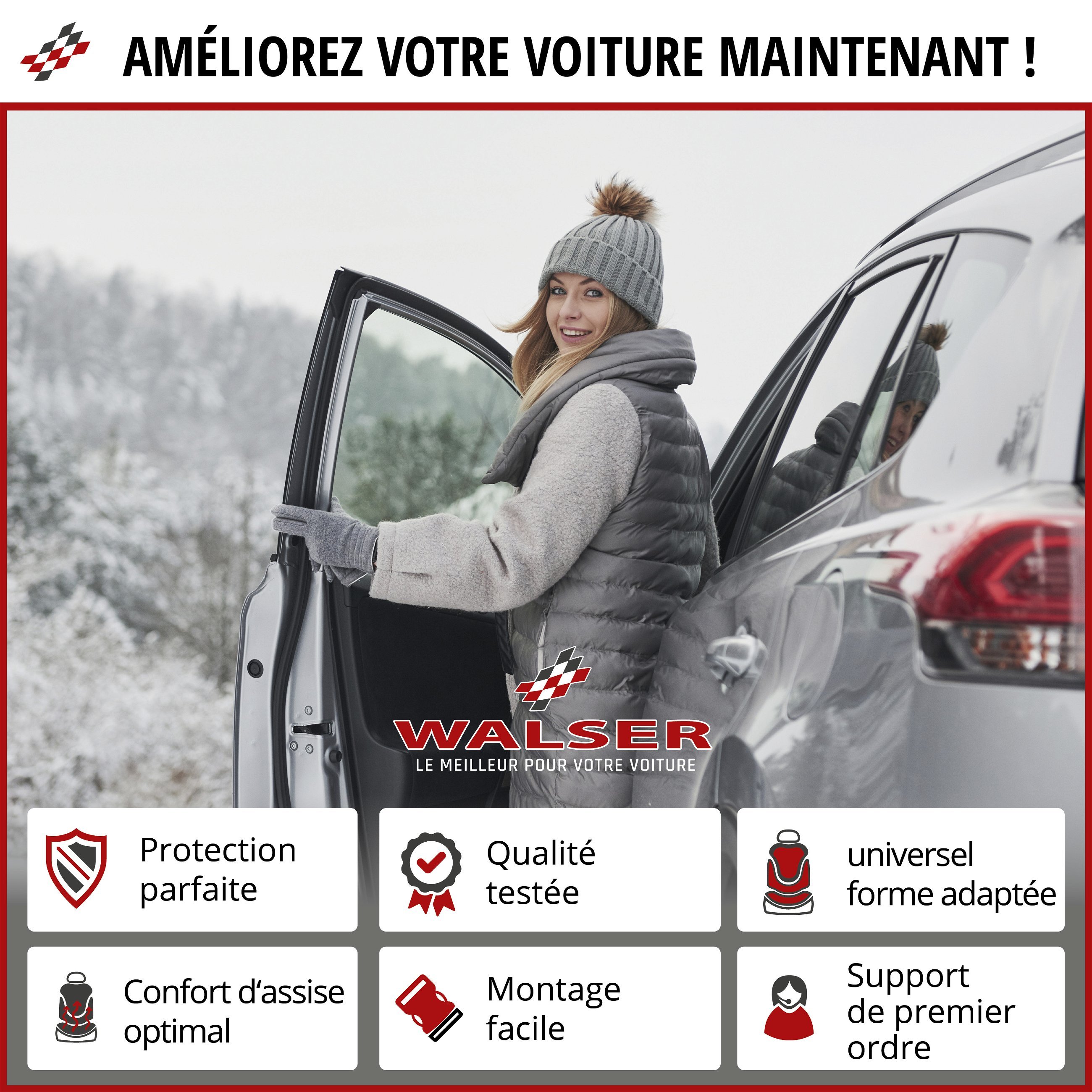 Housse de siège Caldo pour voiture, dossier et assise chauffés séparément, coussin chauffant pour siège de voiture avec prise 12 volts