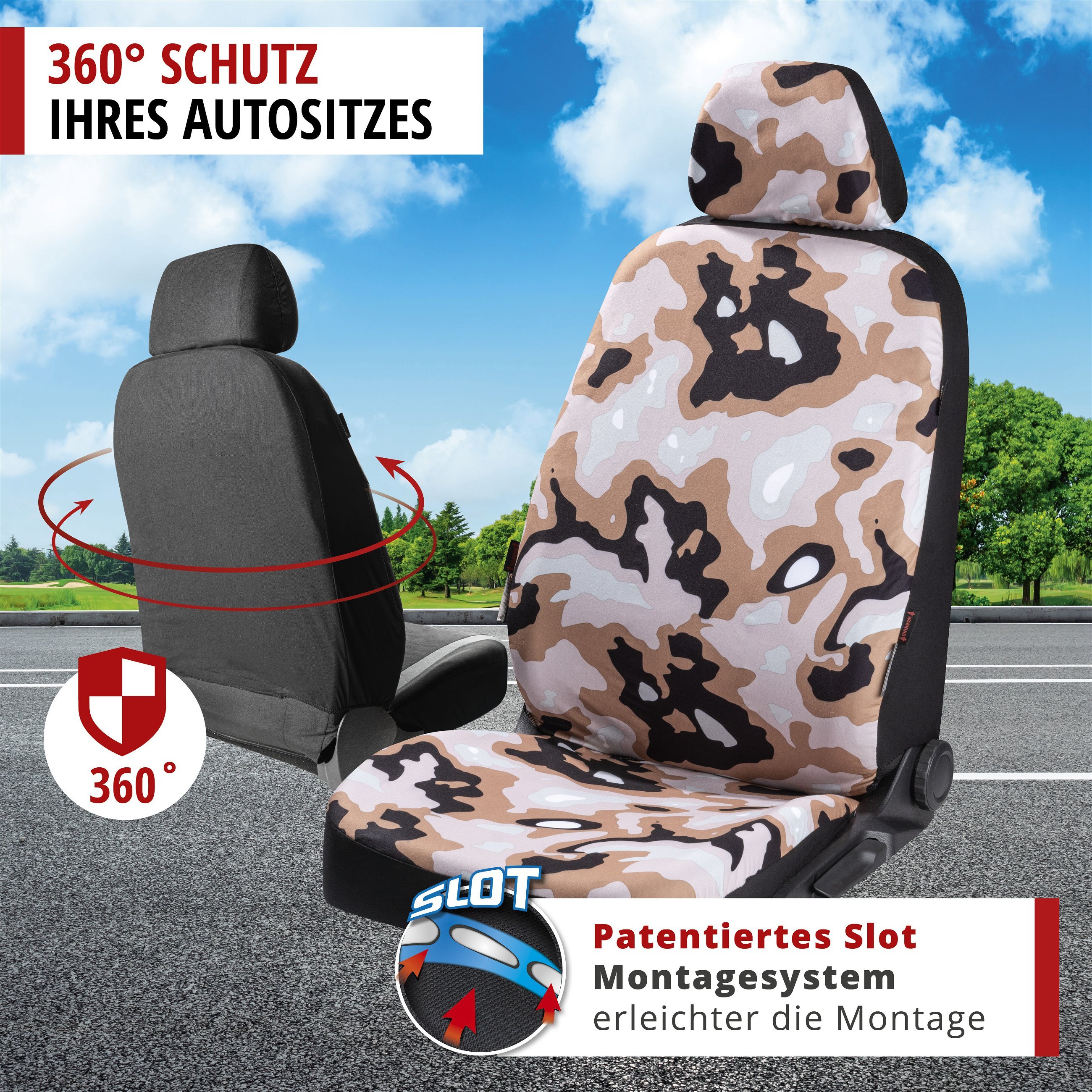 Autositzbezug Camouflage, PKW-Schonbezug Einzelsitz Camouflage-Design