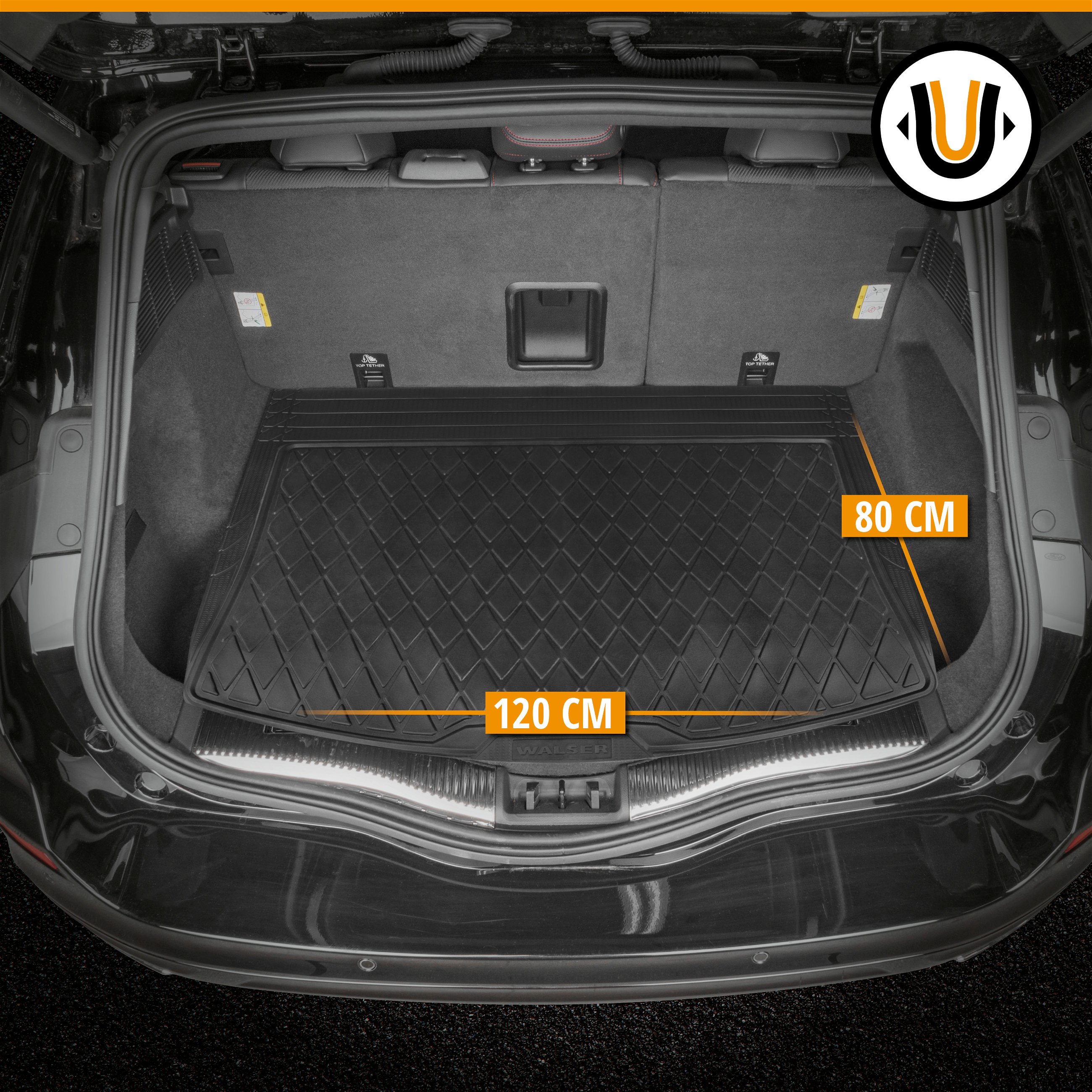 Kofferraumwanne Safeguard S, Kofferraummatte zuschneidbar 120x80 cm schwarz