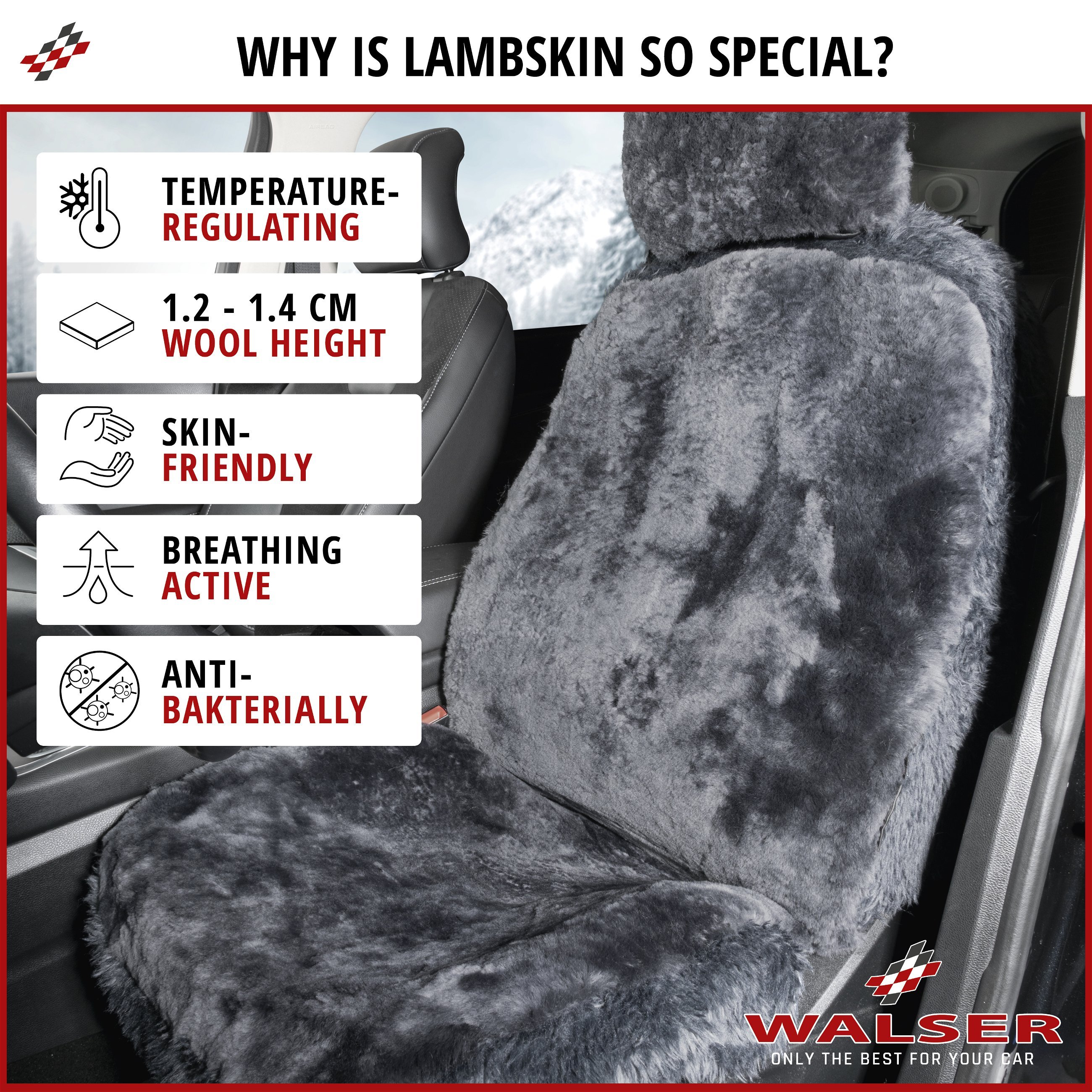 Car Seat cover Maya lambskin anthracite