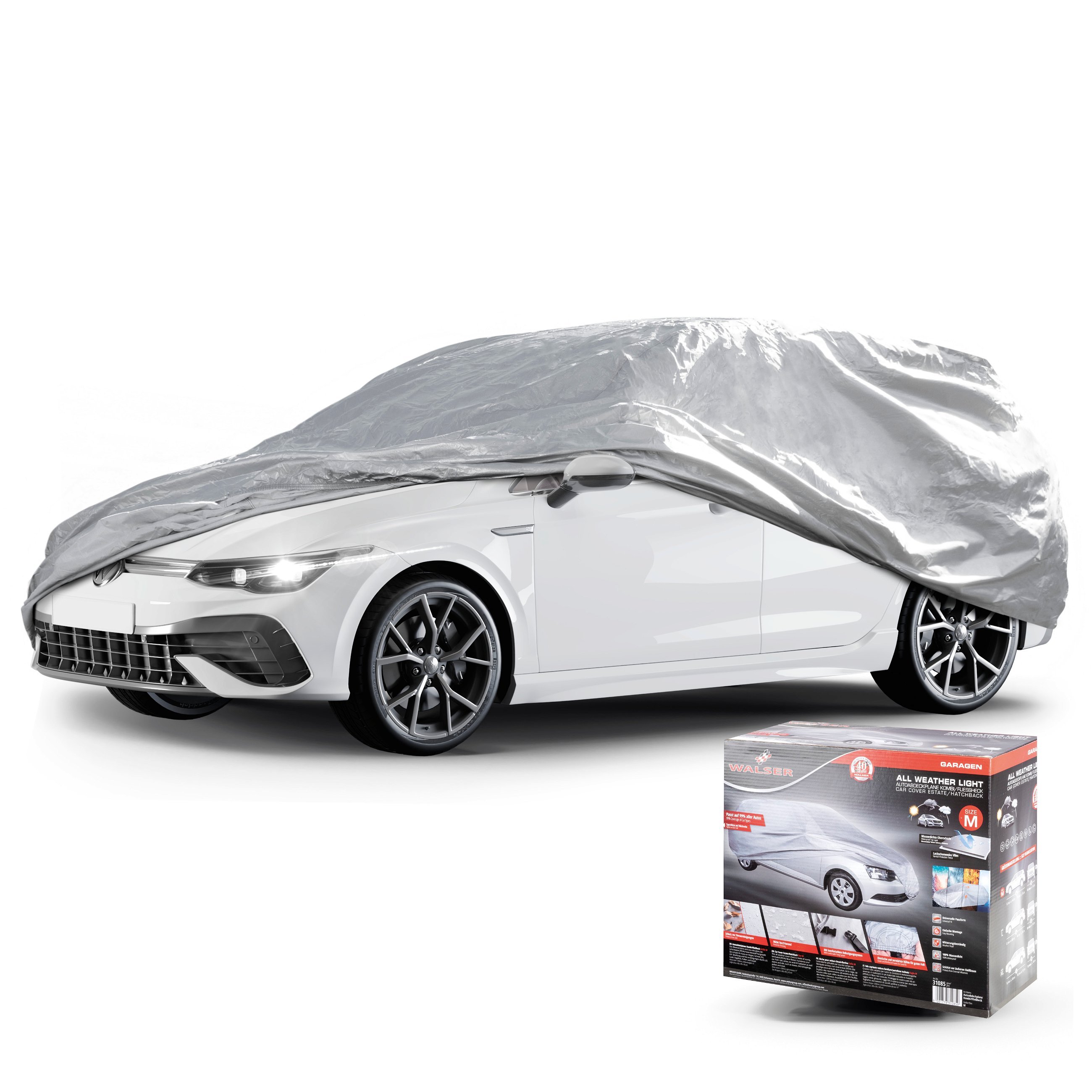 Car tarpaulin All Weather Light station wagon full garage size M light grey