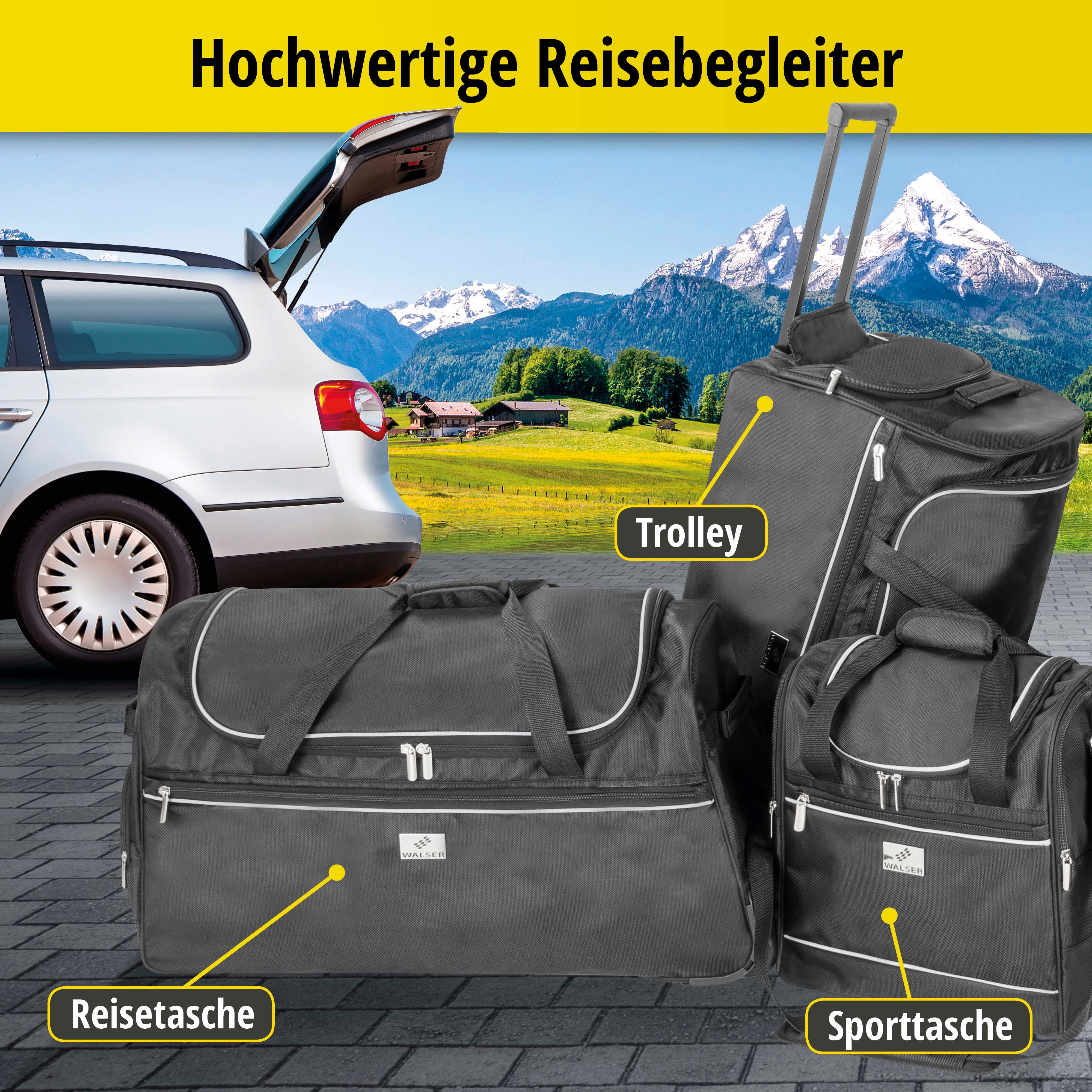 Carbags Trolley Bag, Reisetasche, Reisetrolley 80x35x45cm schwarz