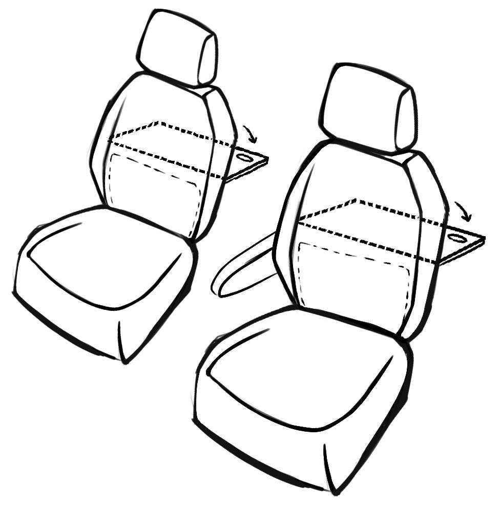 Housse de siège Robusto pour VW Caddy IV Combi (SAB, SAJ) 05/2015-auj., 2 housses de siège pour sièges normaux
