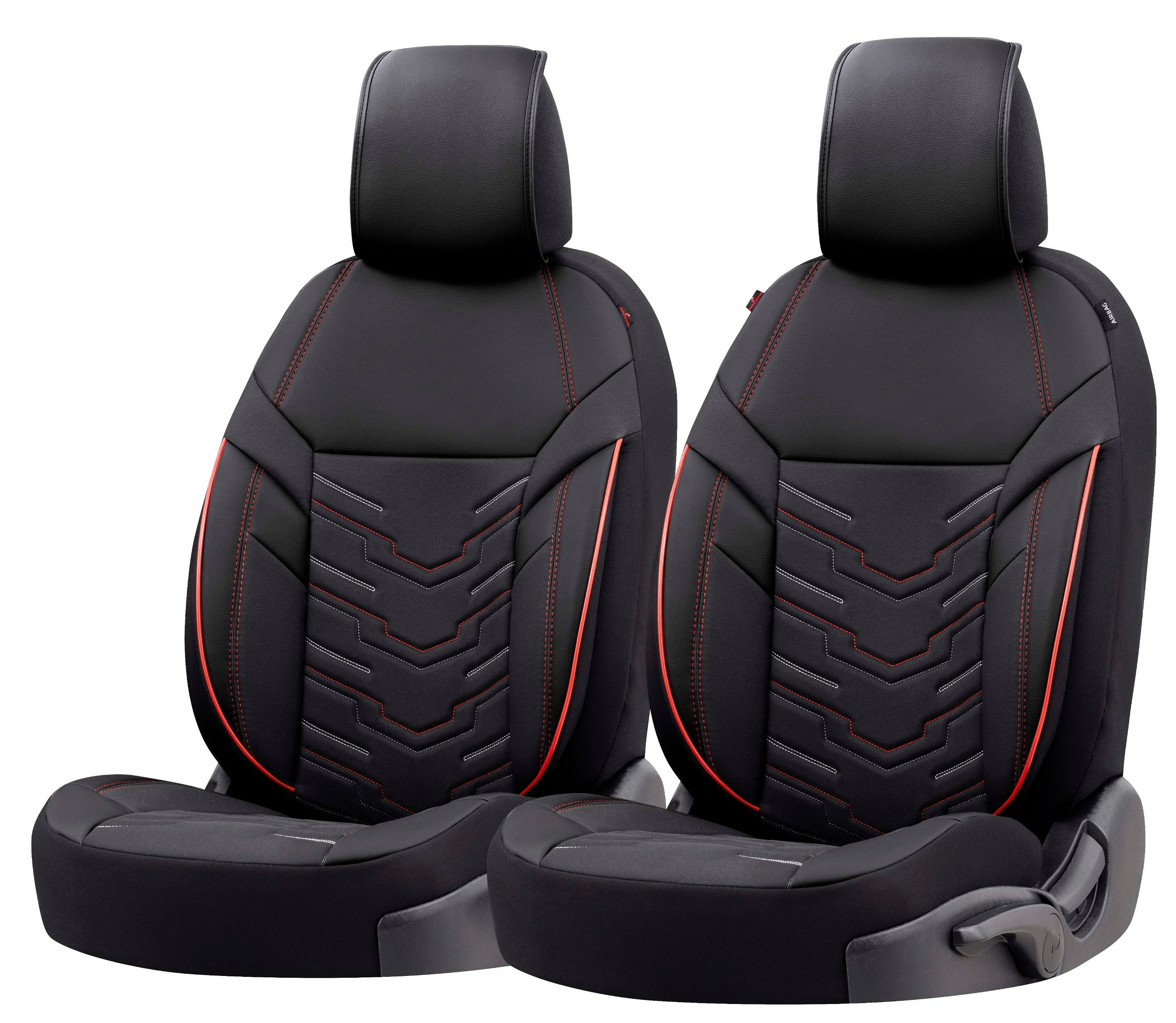 ZIPP IT Premium Car seat covers Marbella for two front seats with zip-system black/red