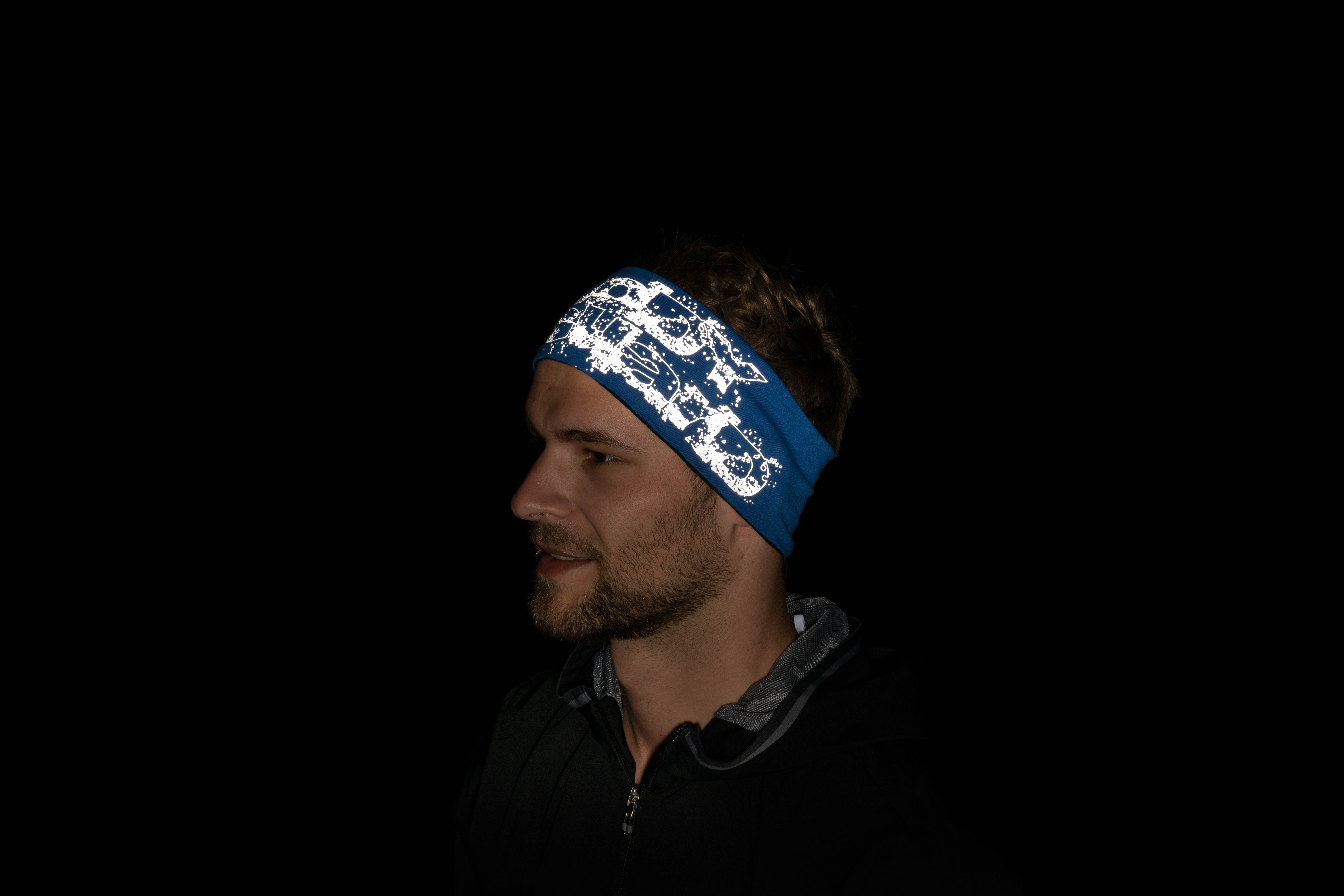 reversible headband blue-silver