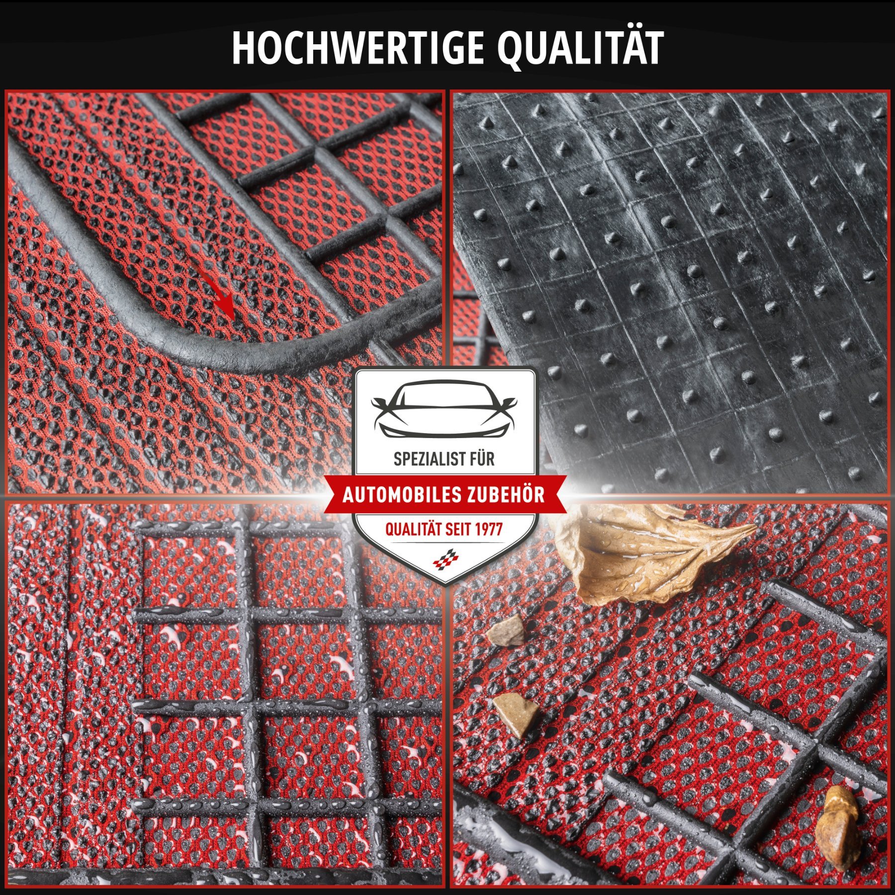 Gummimatten New Style, zuschneidbares Automattenset rot/schwarz