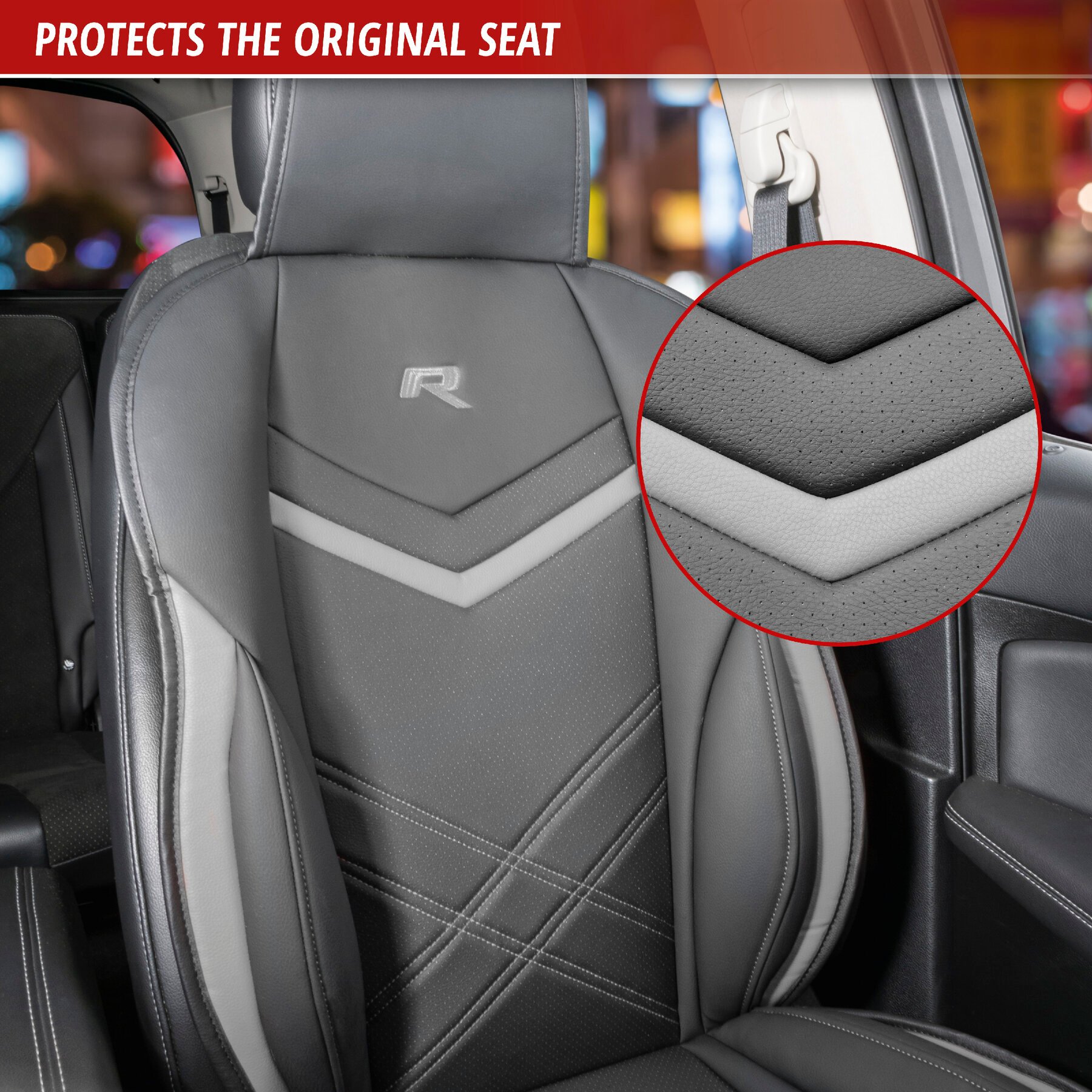 Rey car seat cushion in black-grey