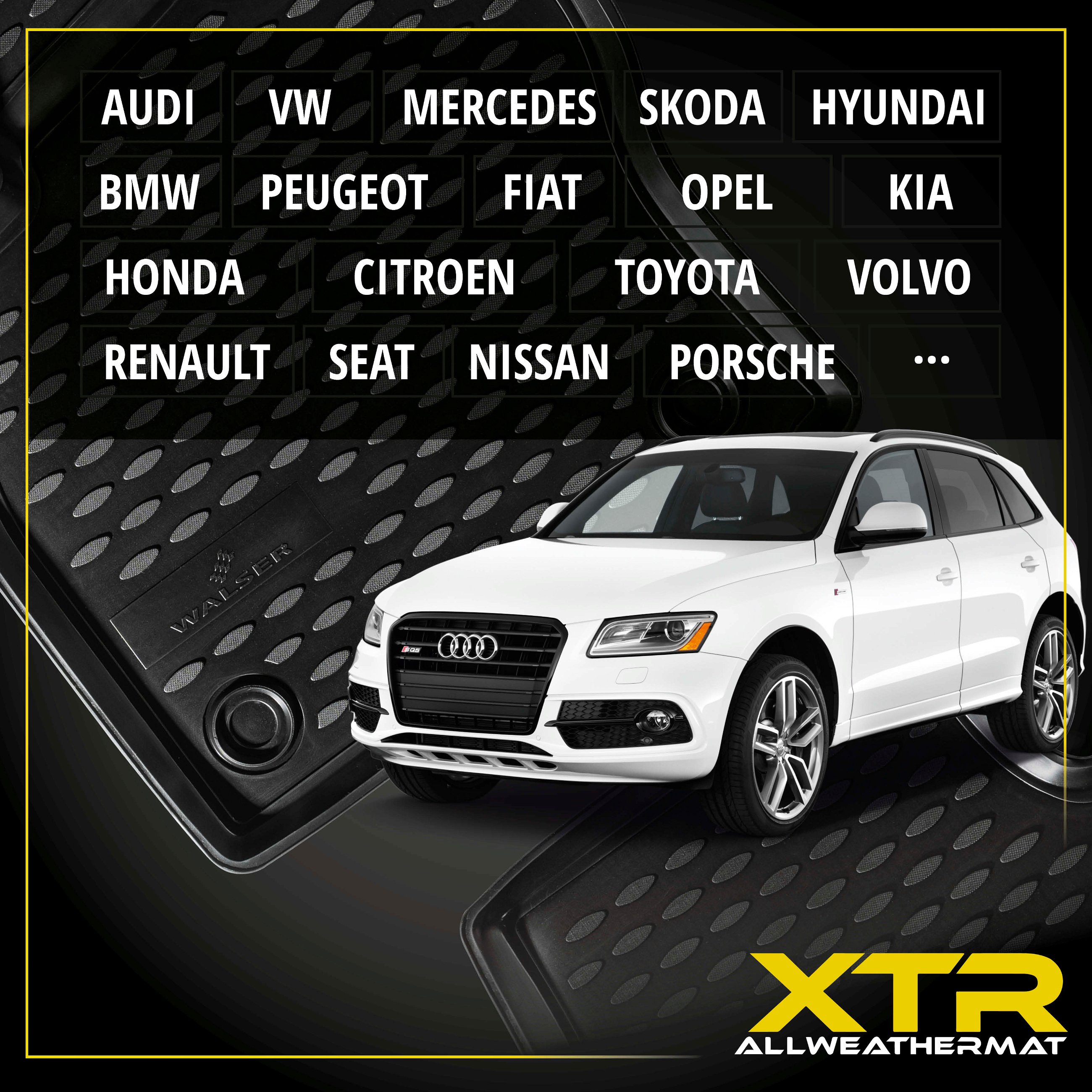 XTR Rubber Mats for mit Audi A4 08/2007 - 12/2015, A4 Avant 11/2007 - 12/2015, A4 Allroad 04/2009 - 05/2016
