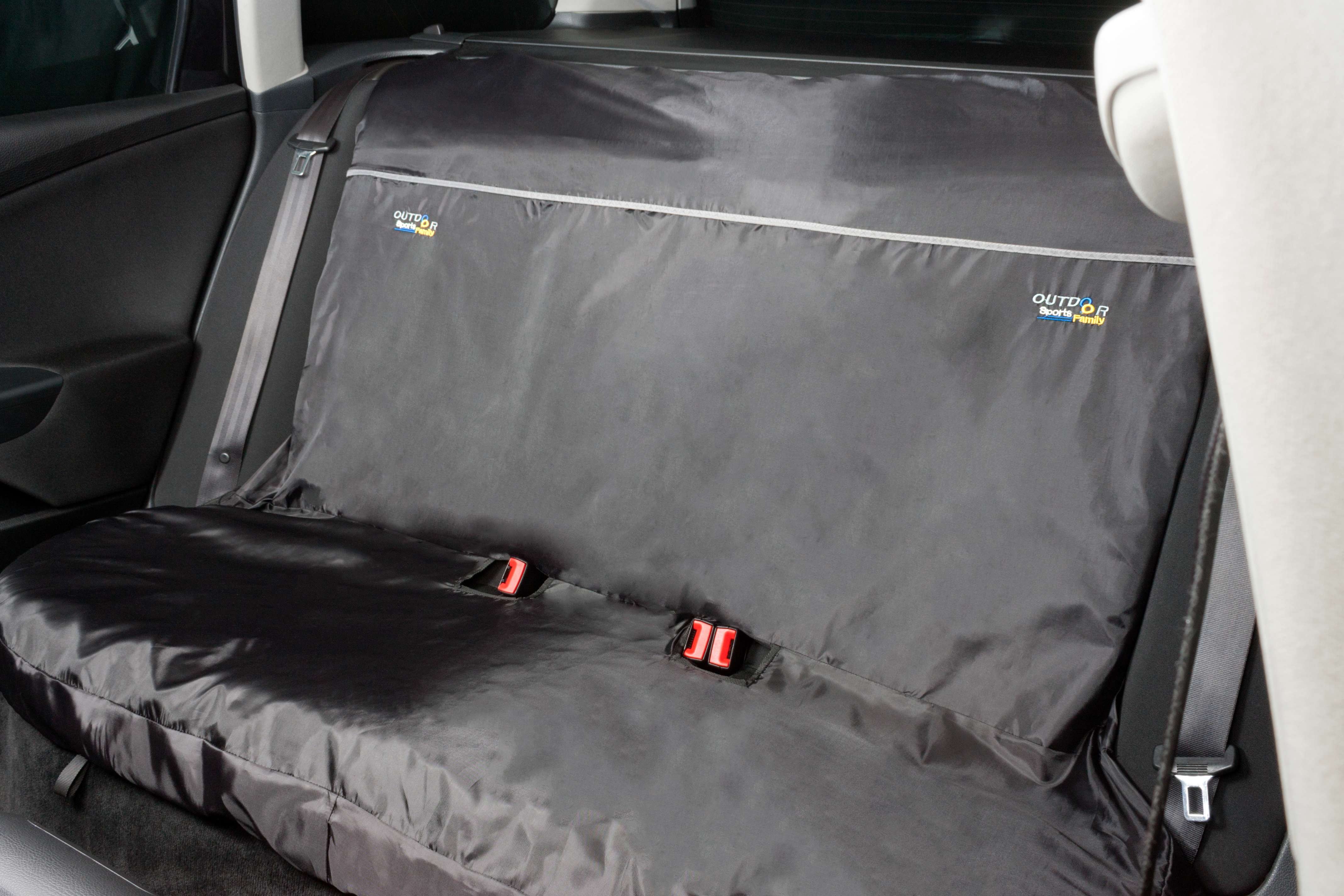 Housse de siège arrière de taille universelle avec guide de ceinture Outdoor Sports noir
